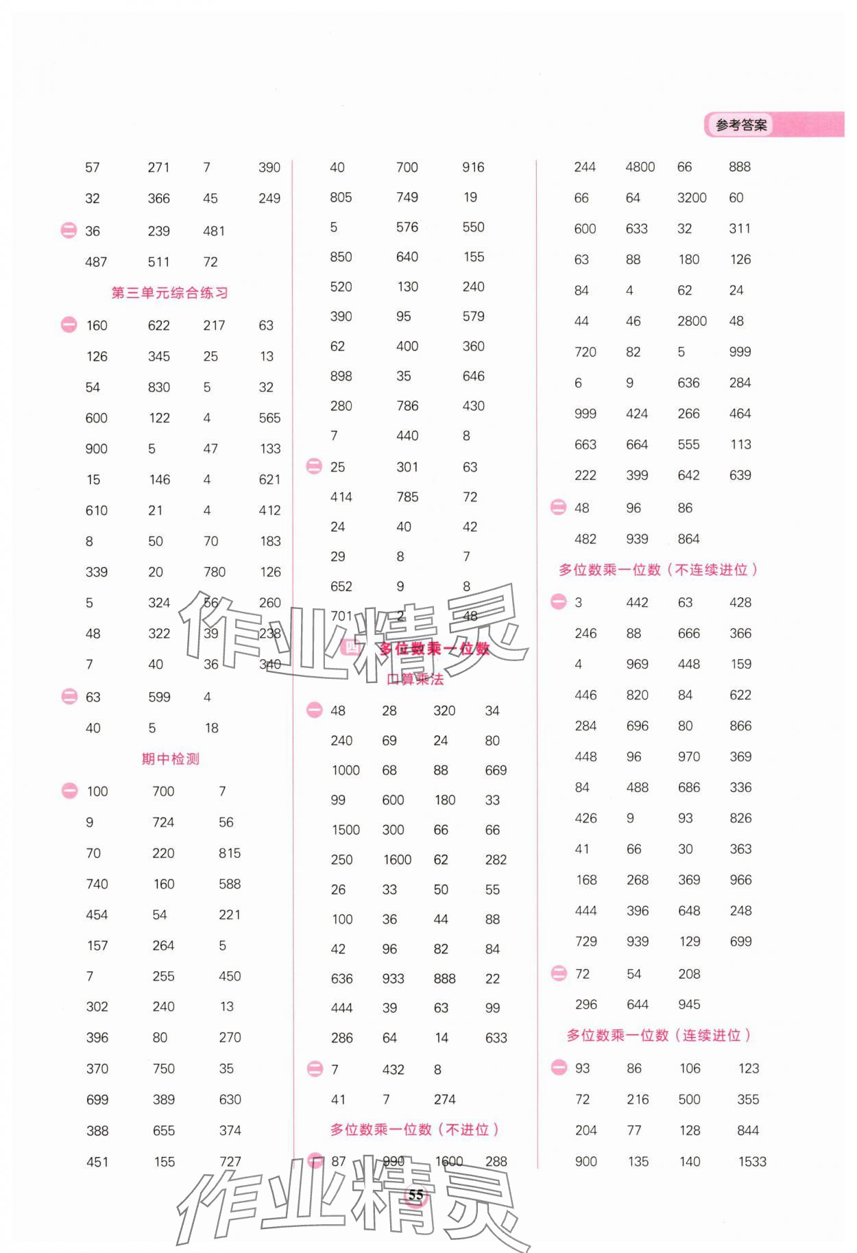 2025年小學(xué)數(shù)學(xué)計算全能三年級上冊人教版&nbsp;第3頁