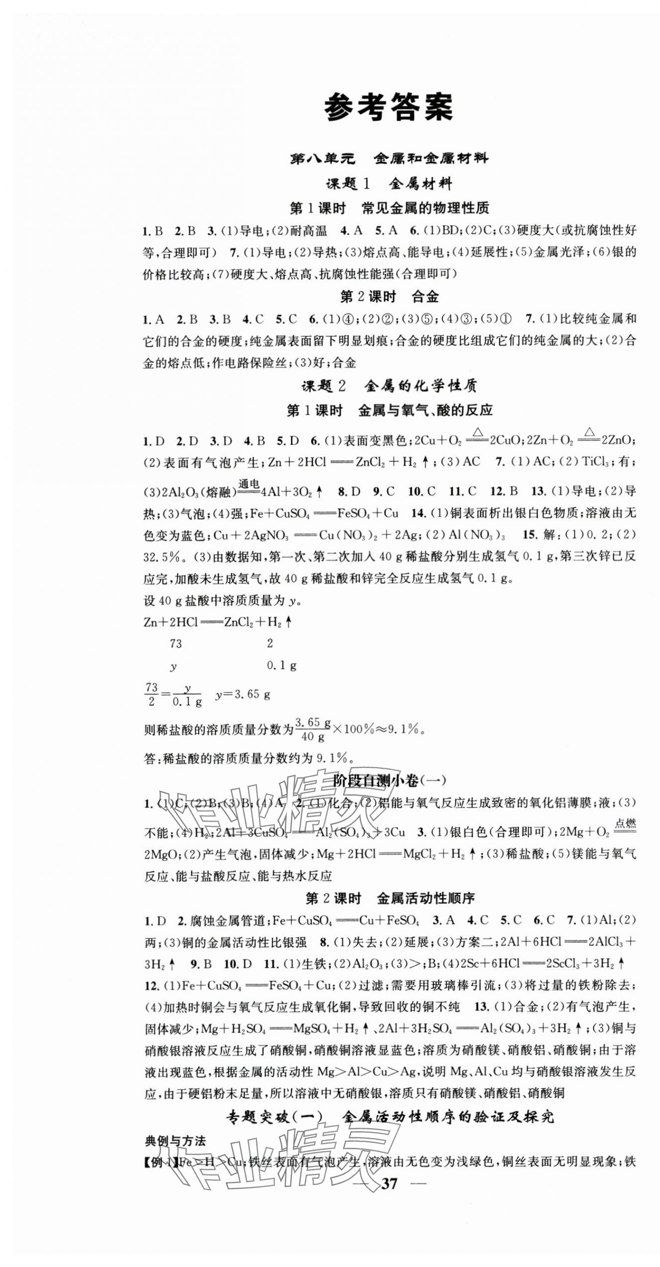 2025年智慧学堂九年级化学下册人教版宁夏专版 第1页