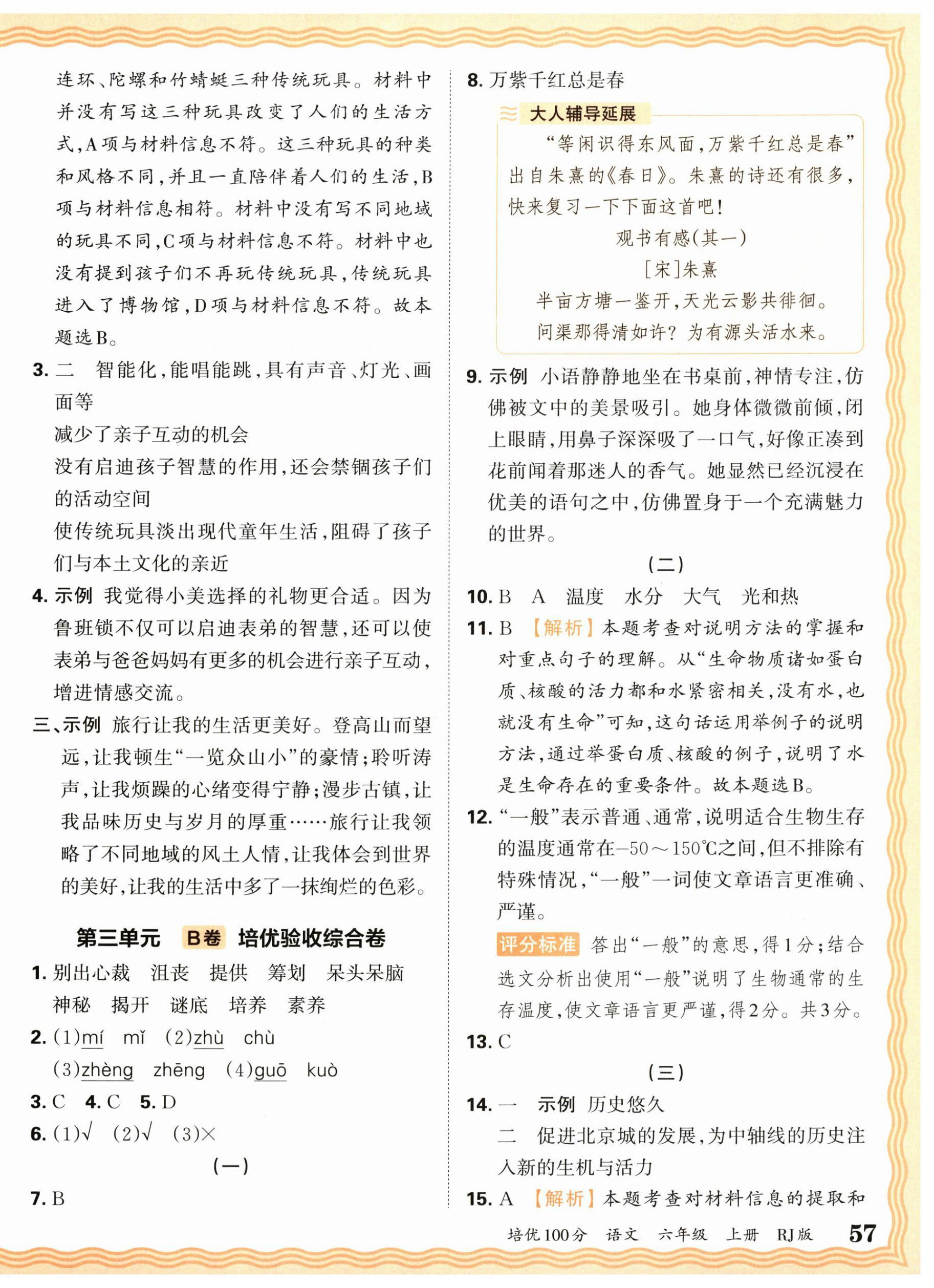 2025年王朝霞培優(yōu)100分六年級(jí)語(yǔ)文上冊(cè)人教版 參考答案第6頁(yè)