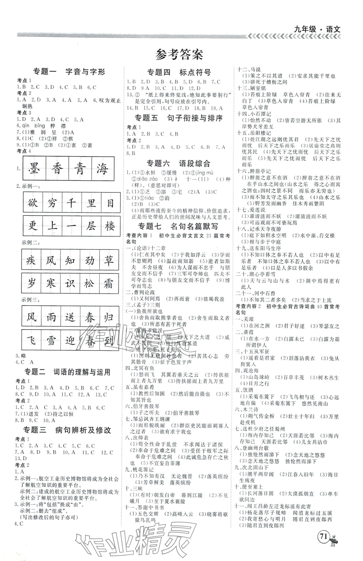 2024年假期沖冠四川大學出版社九年級語文 第1頁