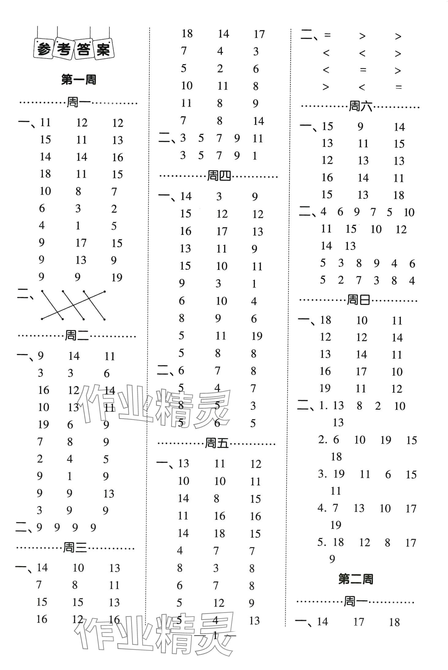 2024年經(jīng)綸學(xué)典計(jì)算小能手一年級(jí)數(shù)學(xué)下冊(cè)北師大版 第1頁