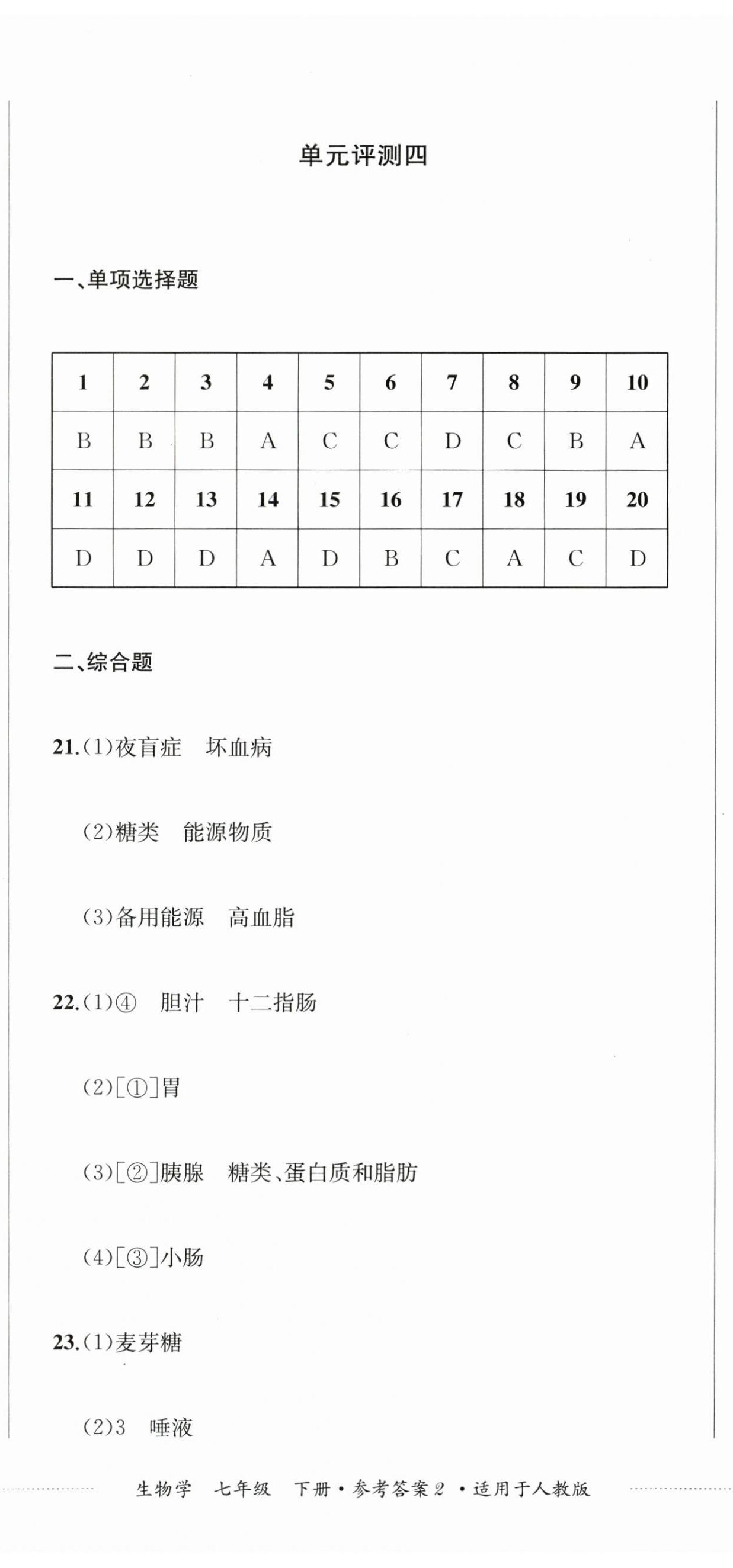 2025年同步練與測七年級生物下冊人教版 第5頁