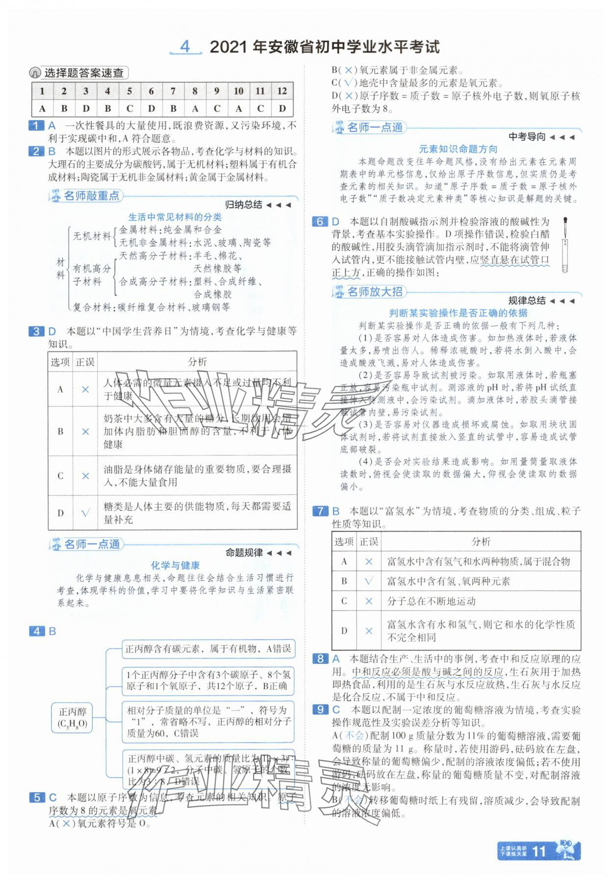 2025年金考卷45套匯編化學(xué)人教版安徽專版 參考答案第10頁(yè)