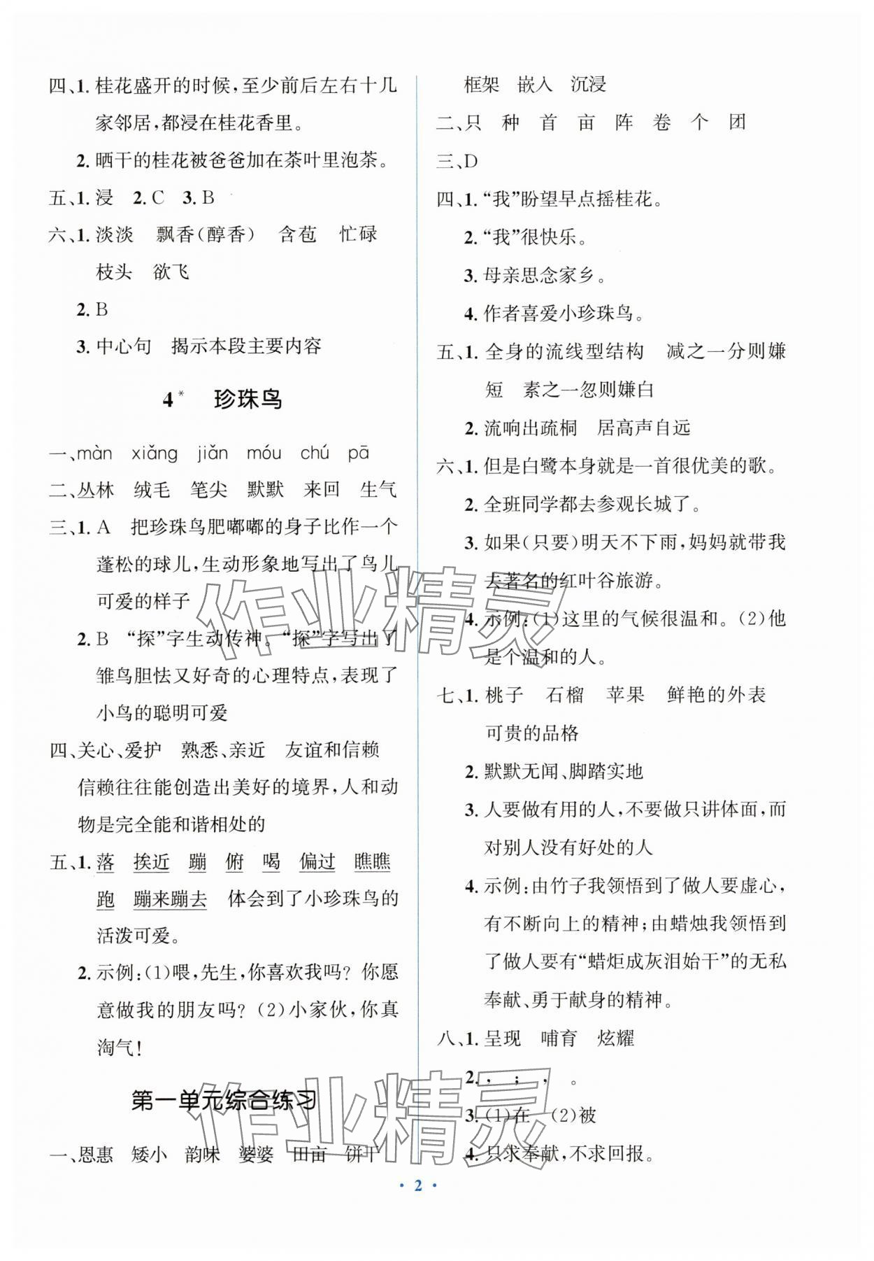 2025年人教金学典同步解析与测评学考练五年级语文上册人教版精练版 第2页