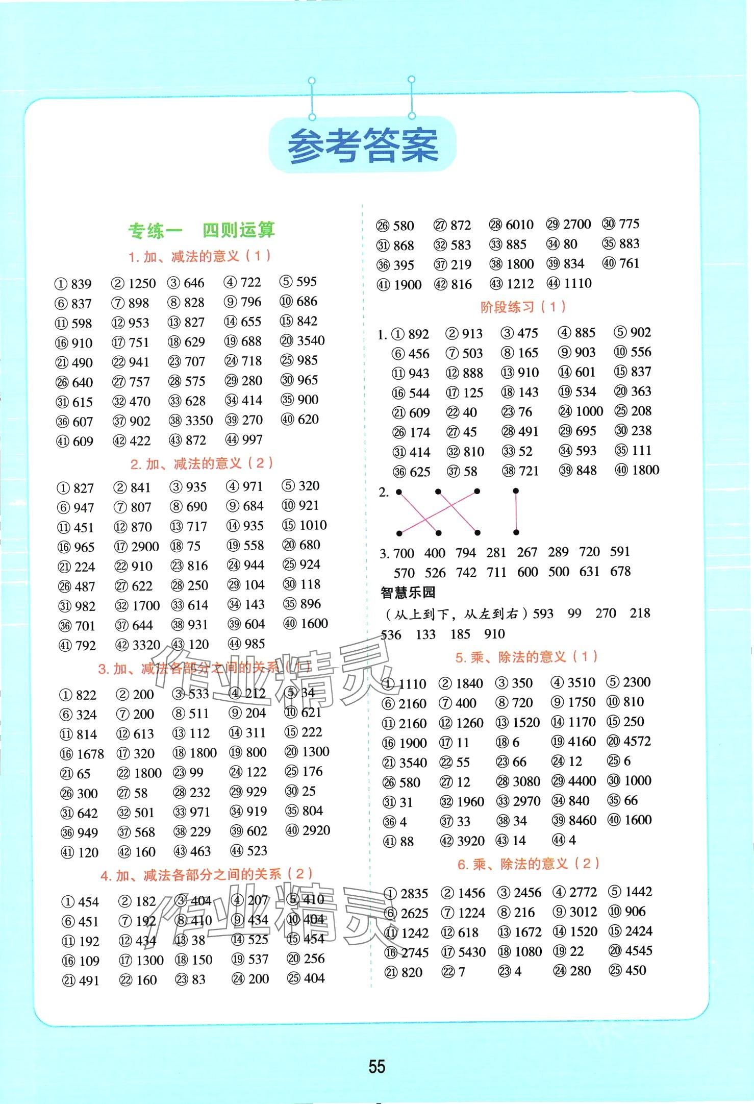 2024年易錯題口算四年級數學下冊人教版 第1頁