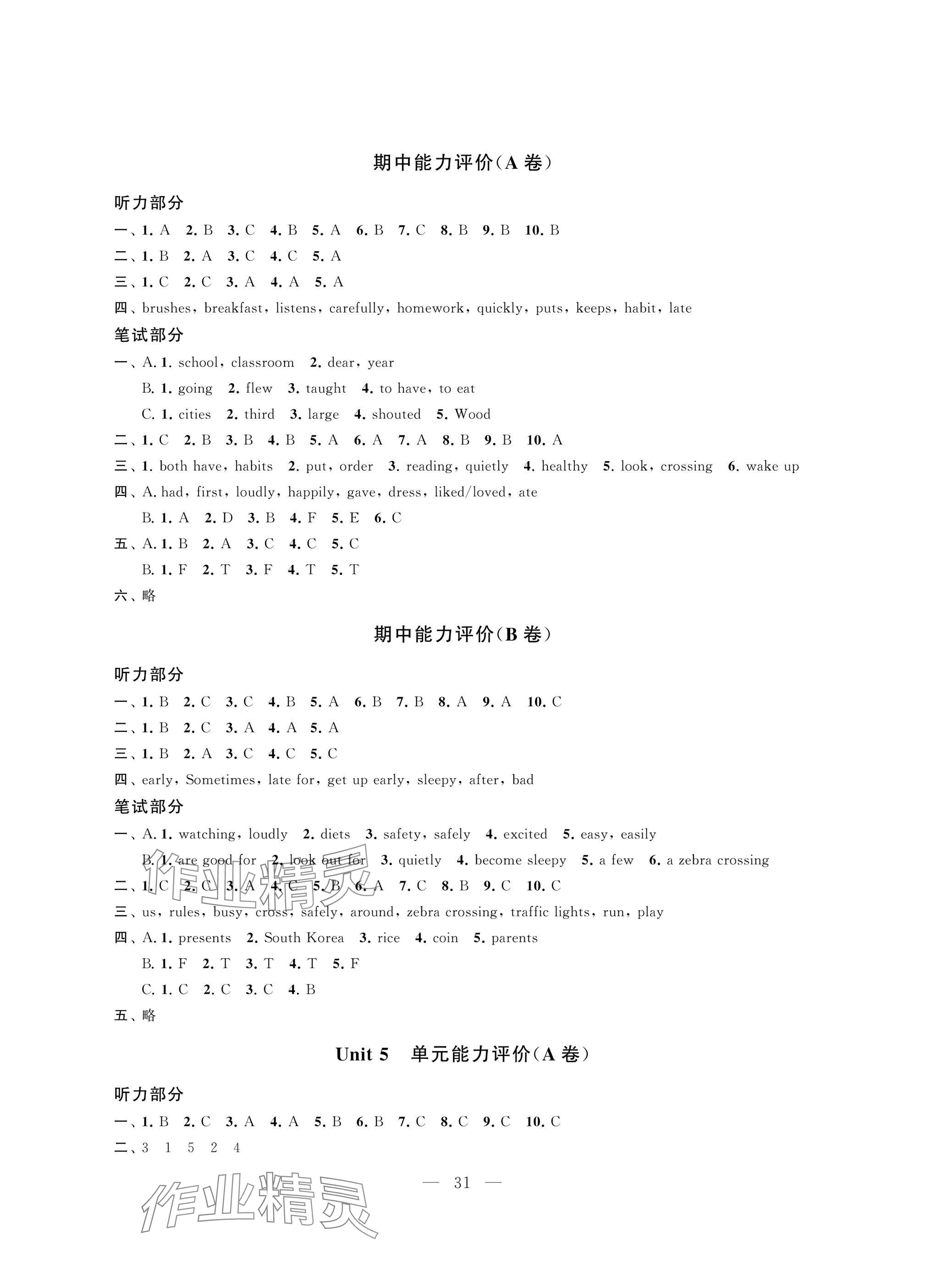 2025年多維互動提優課堂六年級英語下冊譯林版提升版 參考答案第6頁