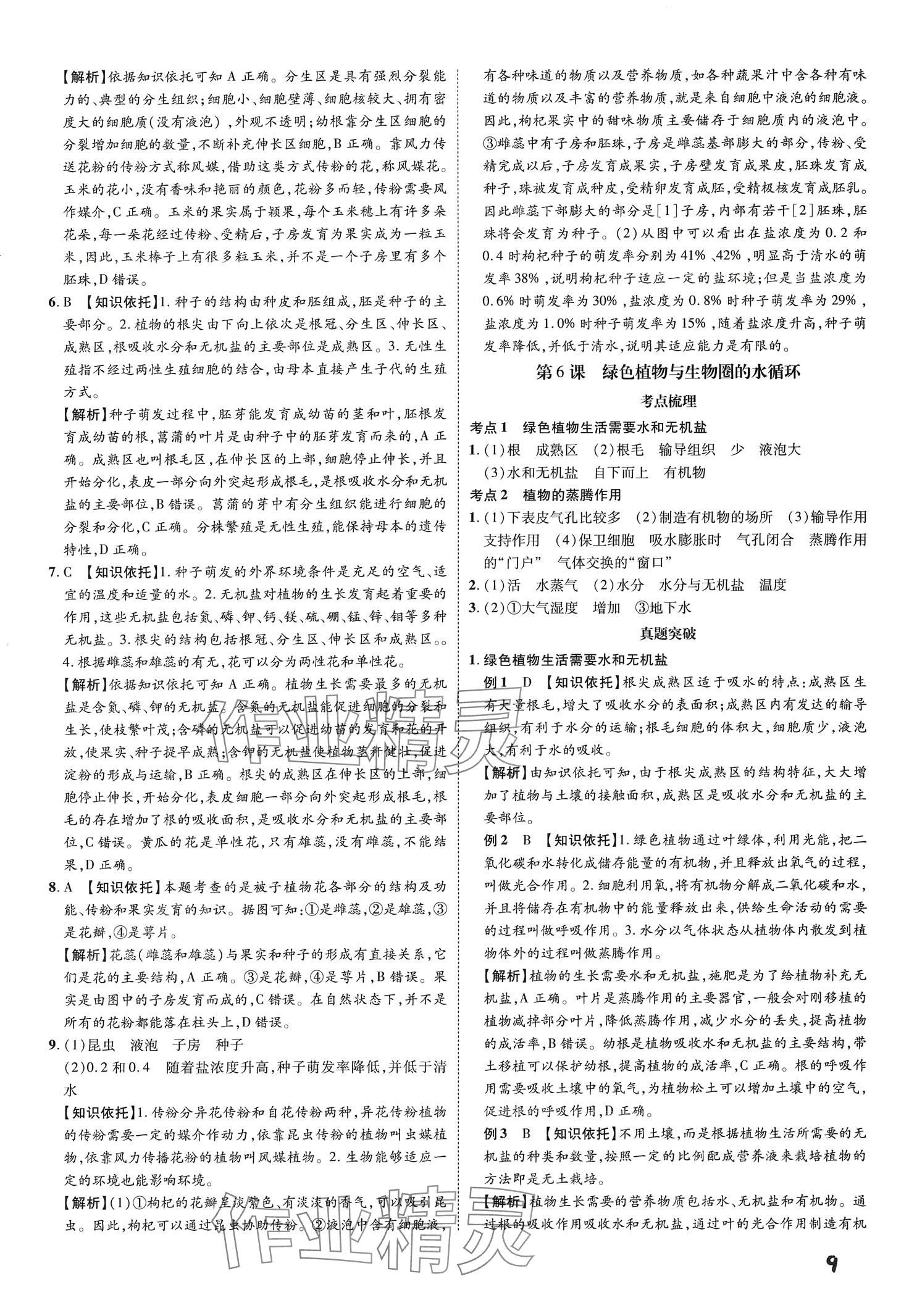 2024年一步名校中考总复习生物&nbsp;第9页