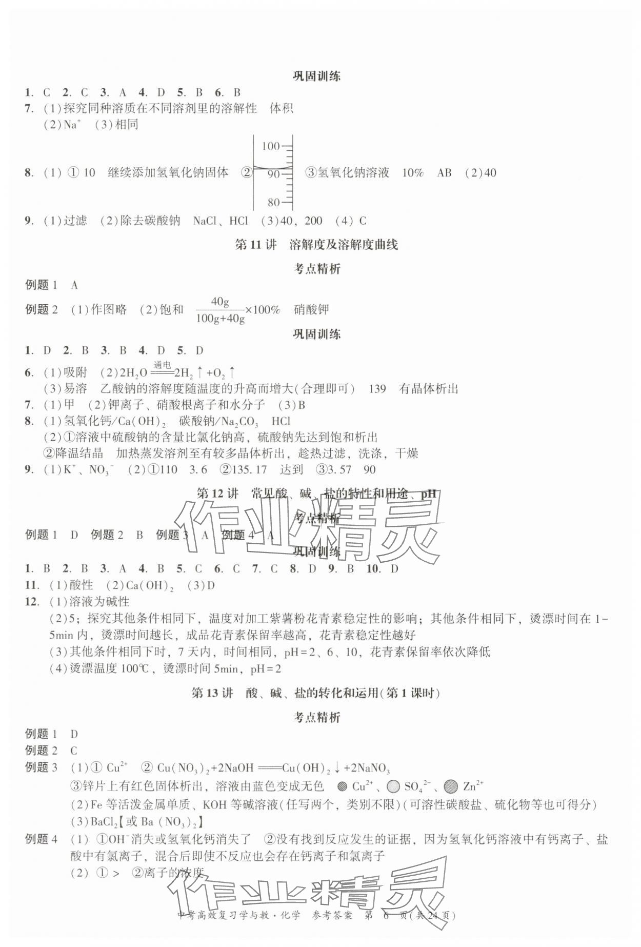 2025年中考高效復習學與教化學廣州專版 參考答案第6頁