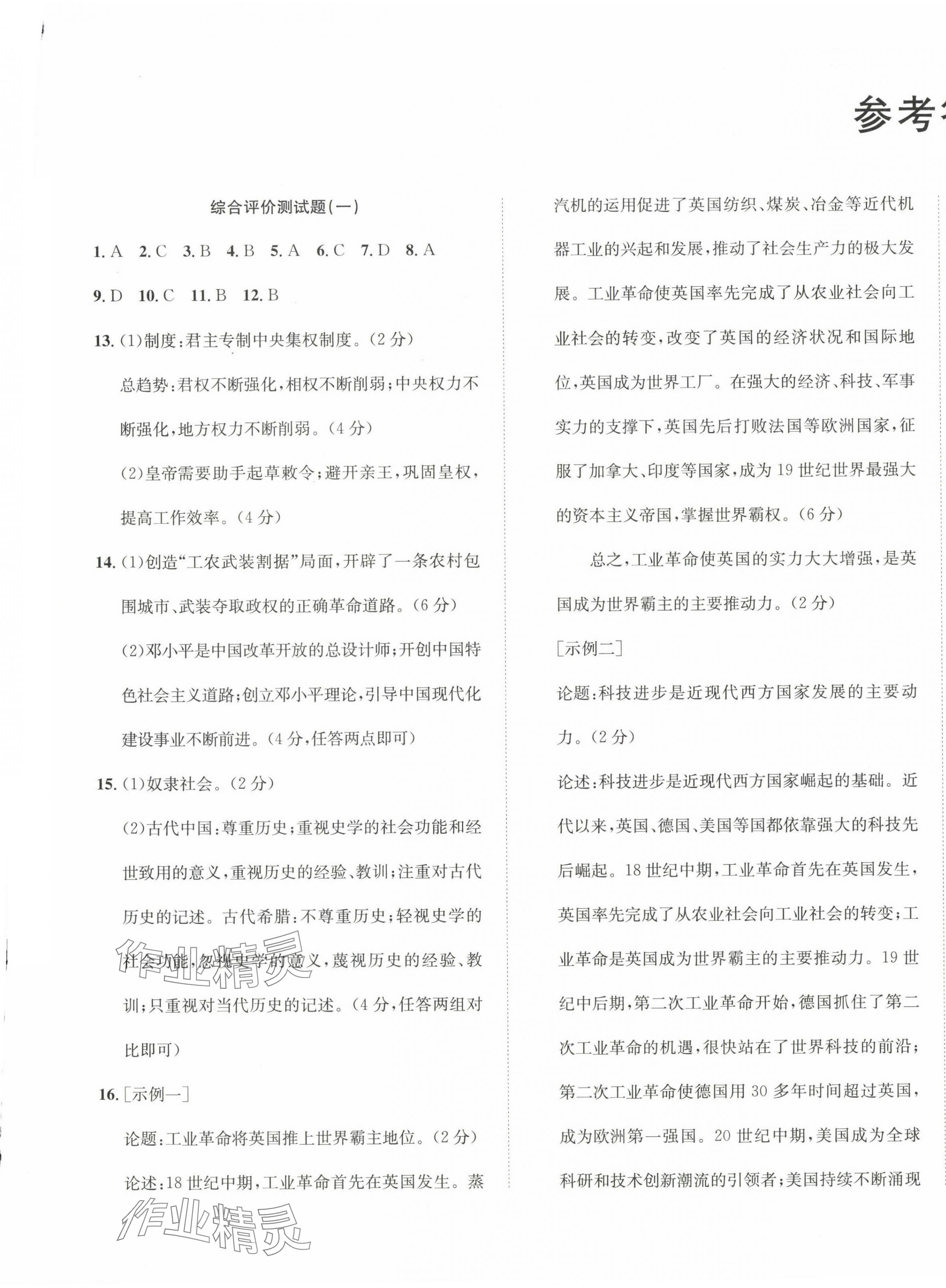 2025年學(xué)業(yè)水平評(píng)價(jià)九年級(jí)歷史下冊(cè)人教版 第1頁(yè)
