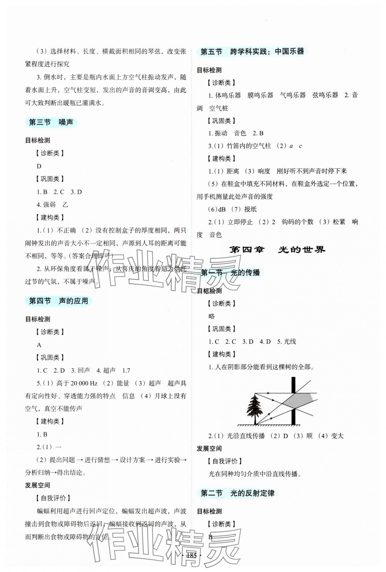 2025年学生活动手册八年级物理上册教科版 参考答案第3页