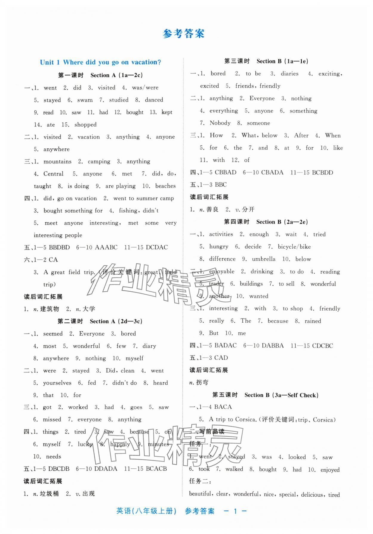 2024年精彩練習(xí)就練這一本八年級(jí)英語上冊(cè)人教版評(píng)議教輔 第1頁