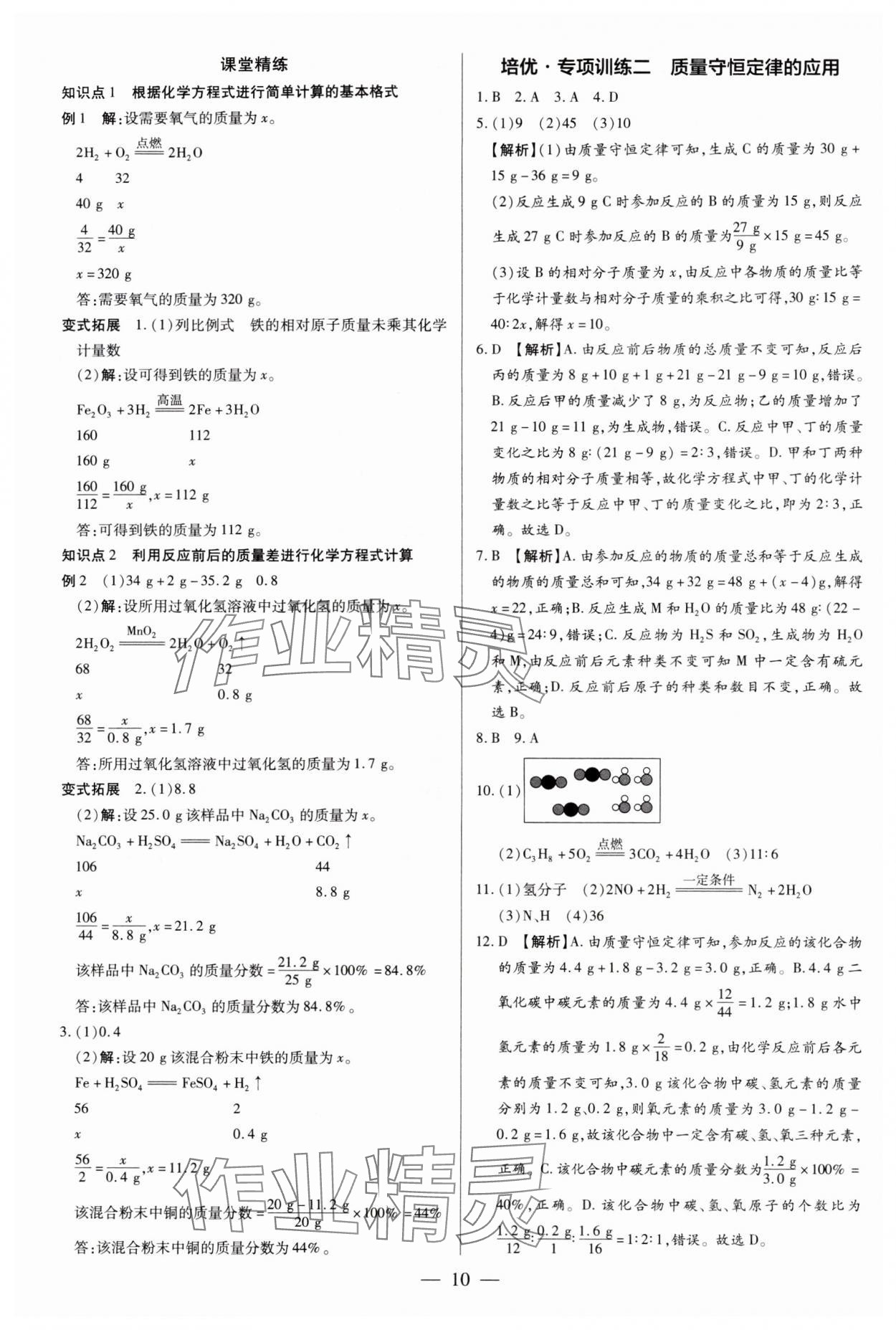 2024年領(lǐng)跑作業(yè)本九年級(jí)化學(xué)全一冊(cè)人教版深圳專版 第10頁(yè)