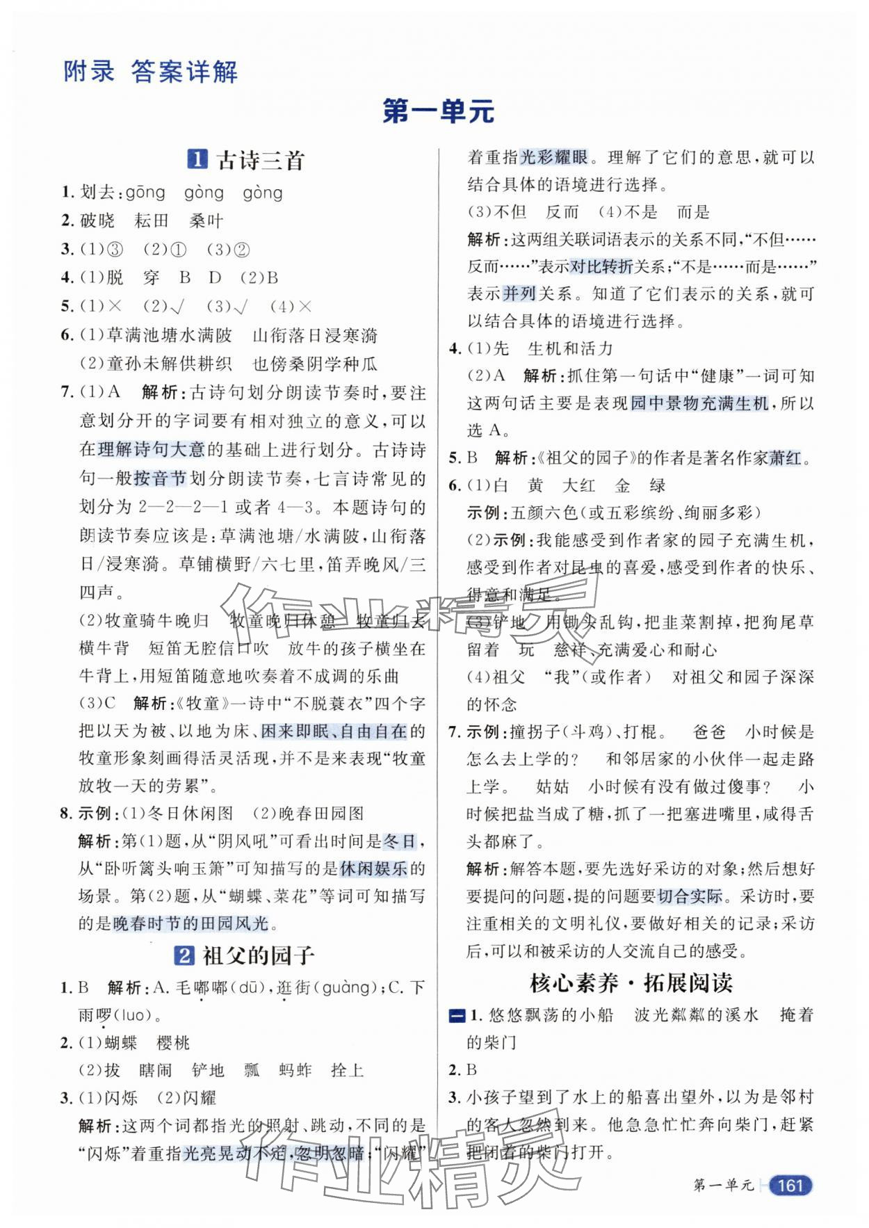 2024年核心素養(yǎng)天天練五年級(jí)語(yǔ)文下冊(cè)人教版 參考答案第1頁(yè)