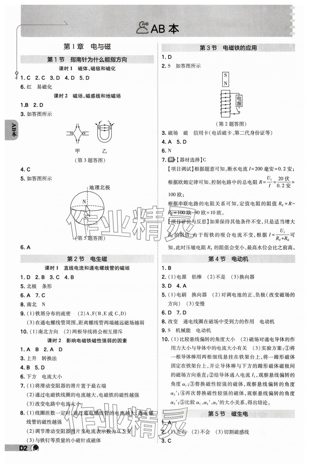 2025年少年班八年級科學(xué)下冊浙教版浙江專版 參考答案第1頁