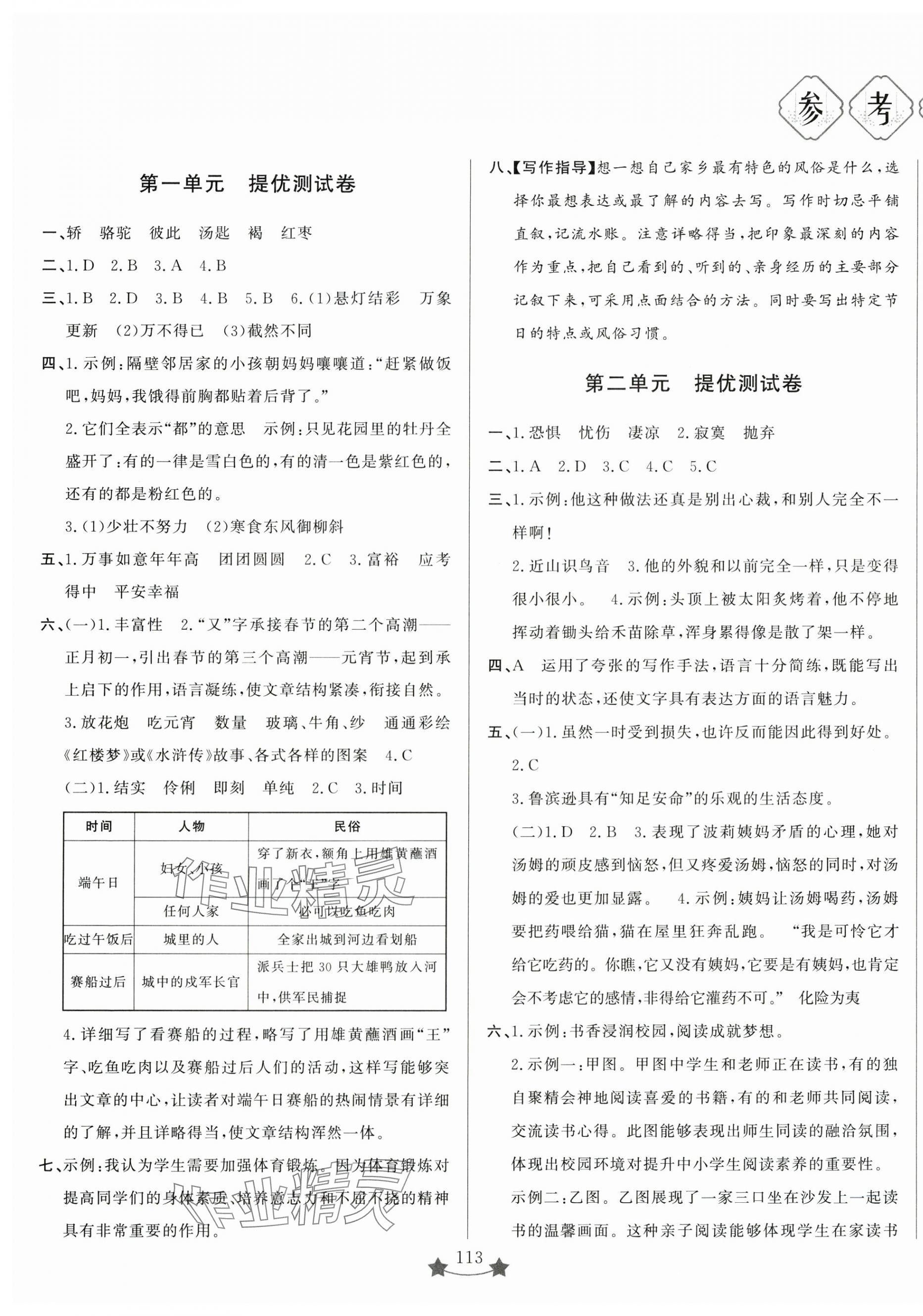 2025年小学单元素能测试卷六年级语文下册人教版 第1页