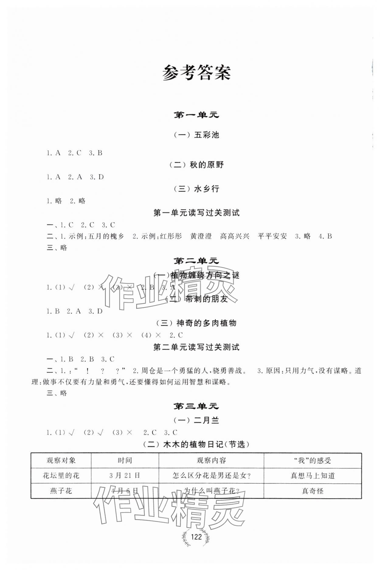 2023年讀寫大講堂四年級語文上冊人教版 參考答案第1頁