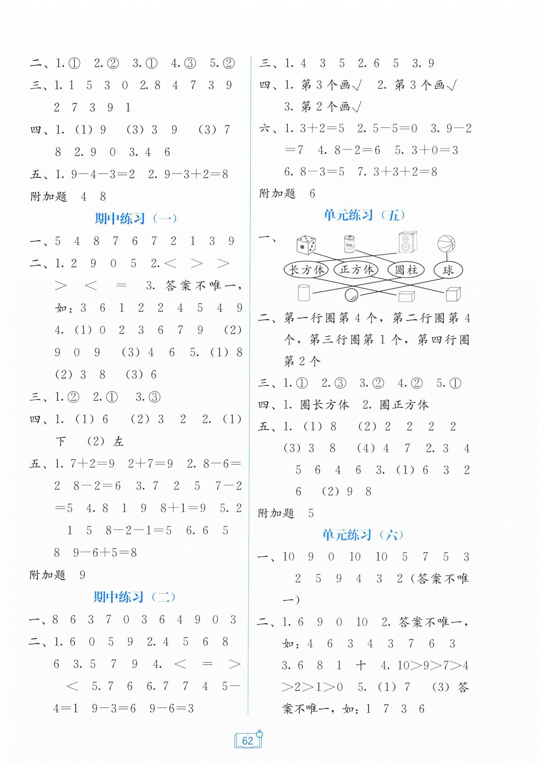 2025年自主学习能力测评单元测试一年级数学上册苏教版 第2页