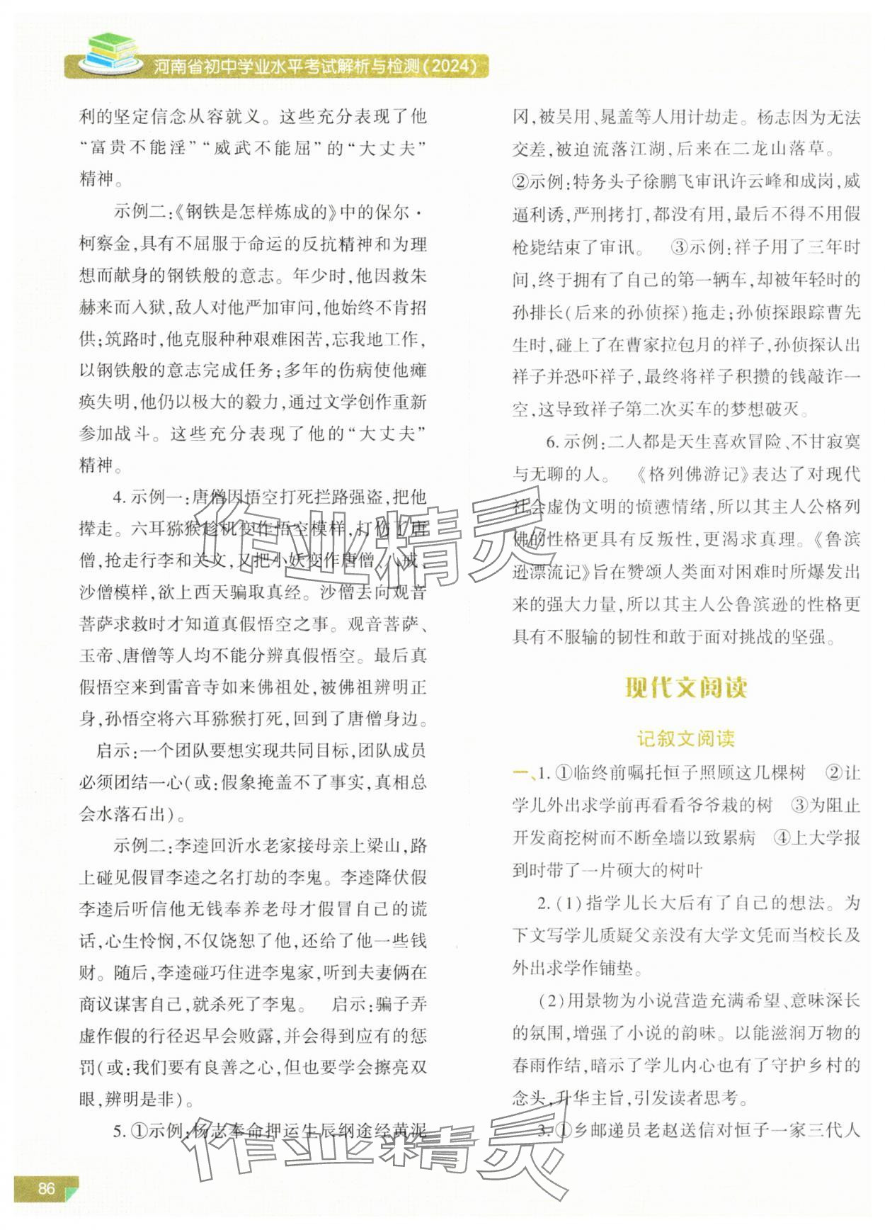 2024年河南省初中學(xué)業(yè)水平考試解析與檢測語文上冊 參考答案第3頁