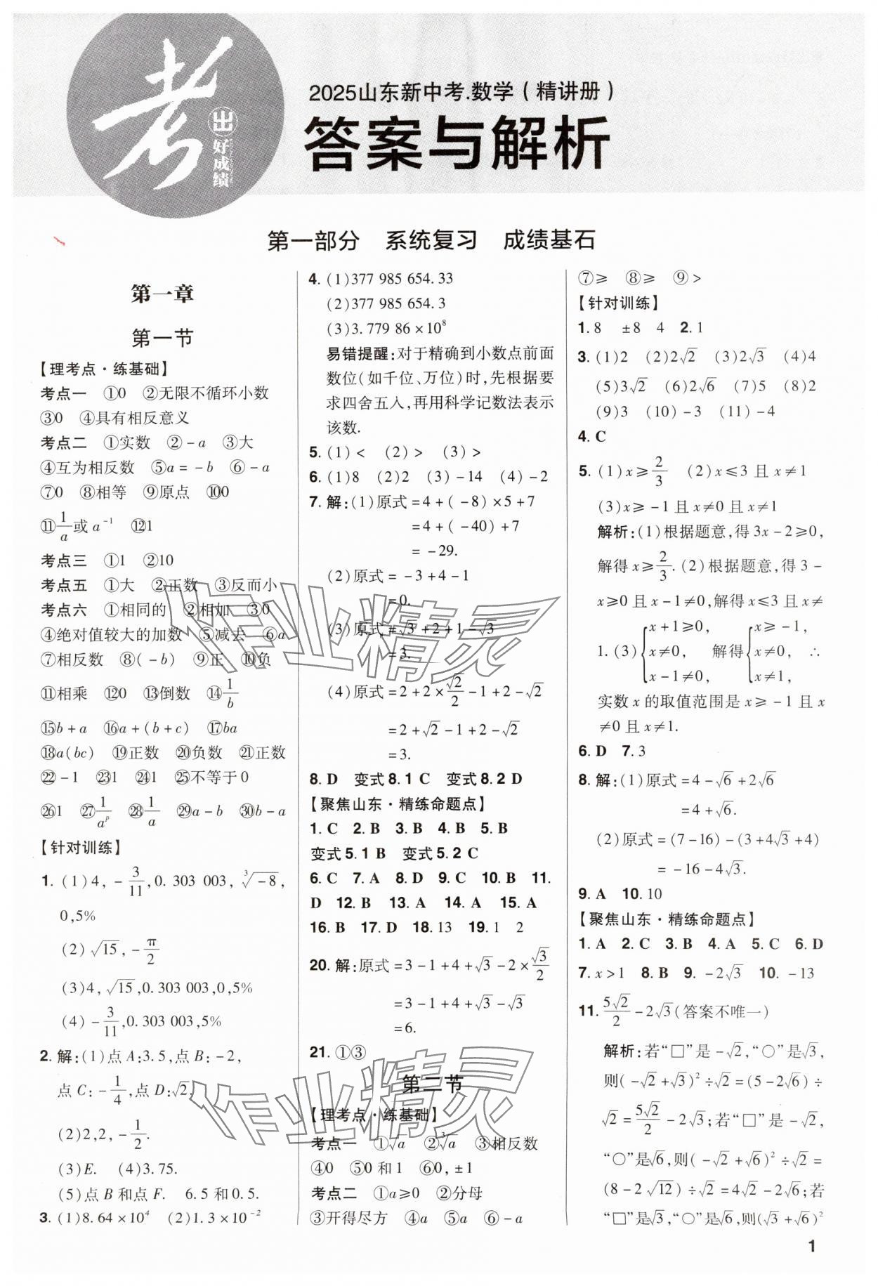 2025年考出好成绩中考总复习数学山东专版 第1页