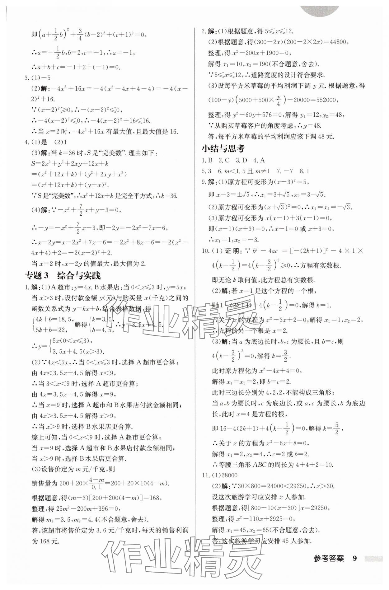2025年啟東中學(xué)作業(yè)本九年級(jí)數(shù)學(xué)上冊(cè)蘇科版徐州專版 第9頁(yè)