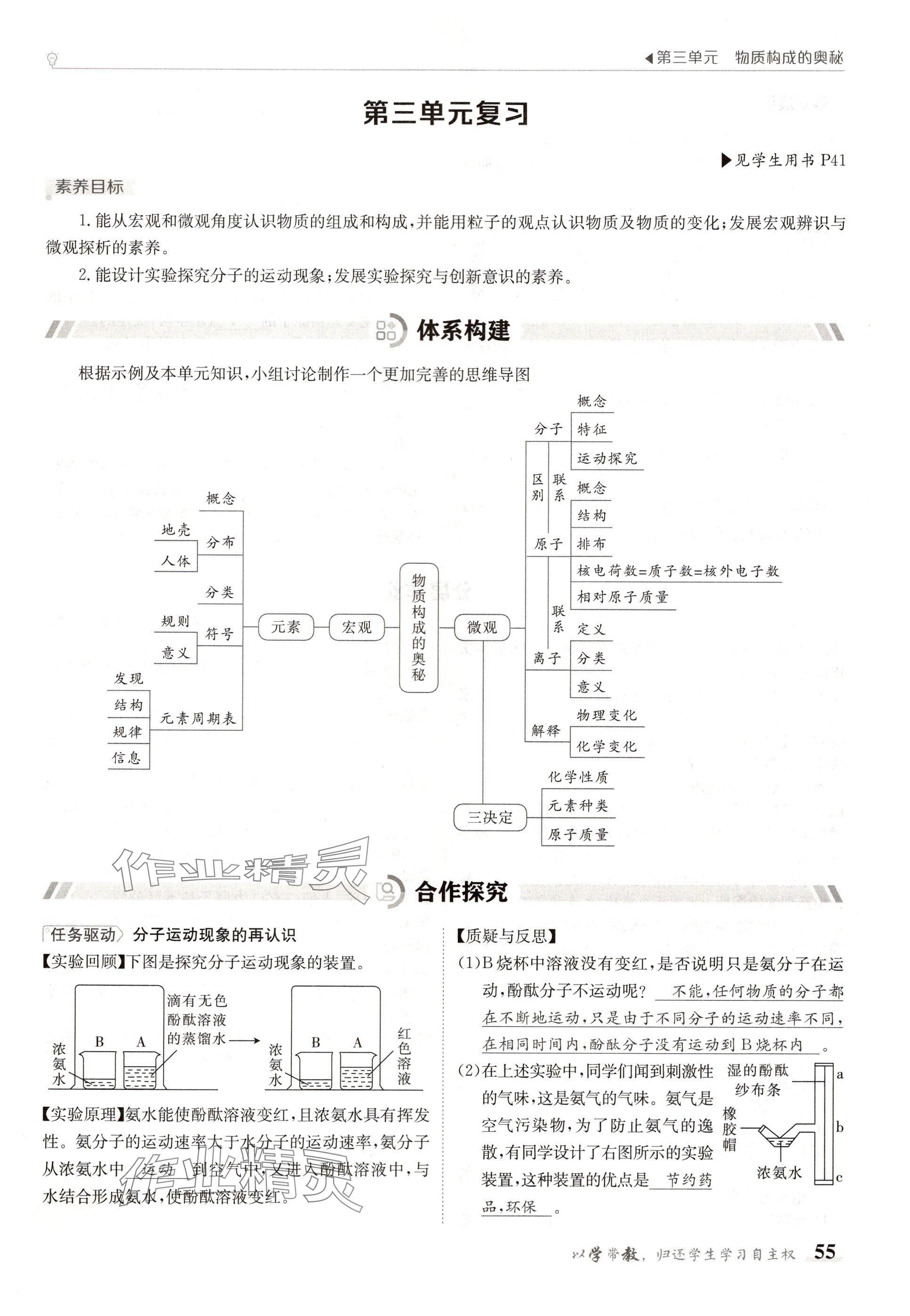 2024年金太阳导学案九年级化学全一册人教版 参考答案第55页