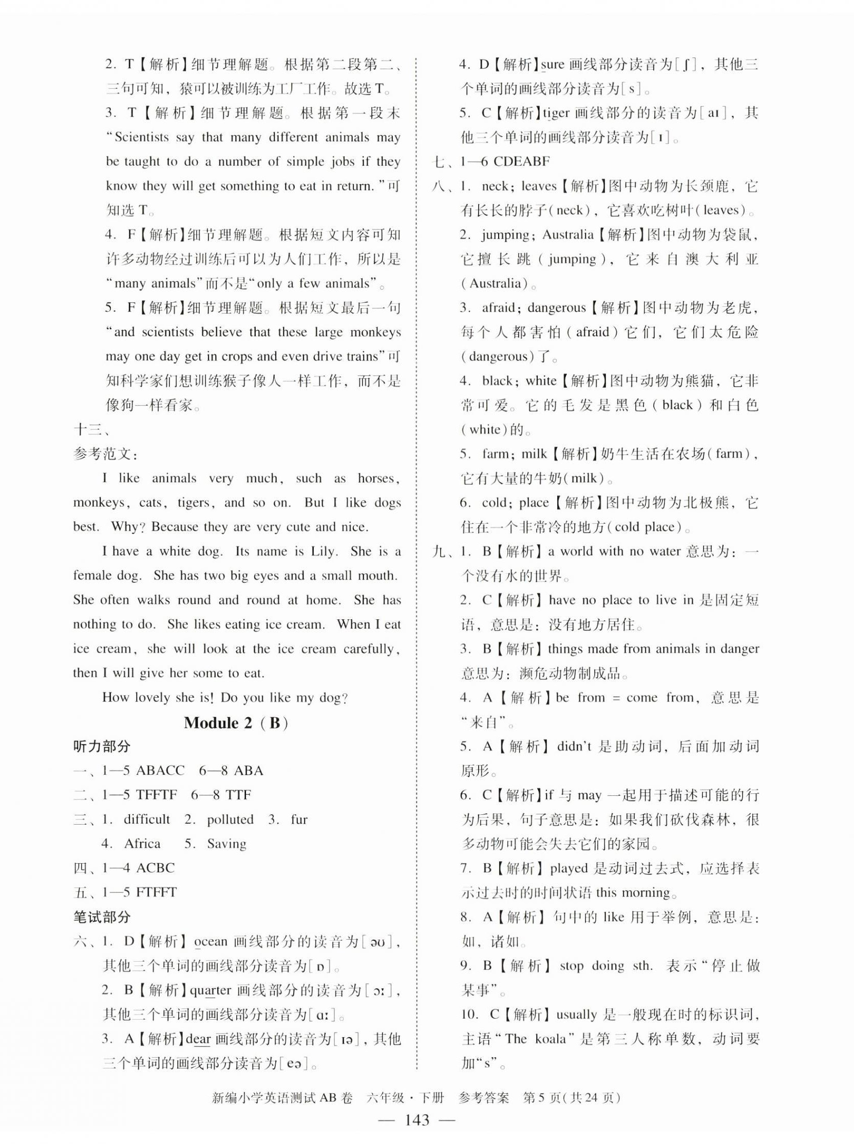 2024年小学英语测试AB卷六年级下册教科版广州专版 第5页