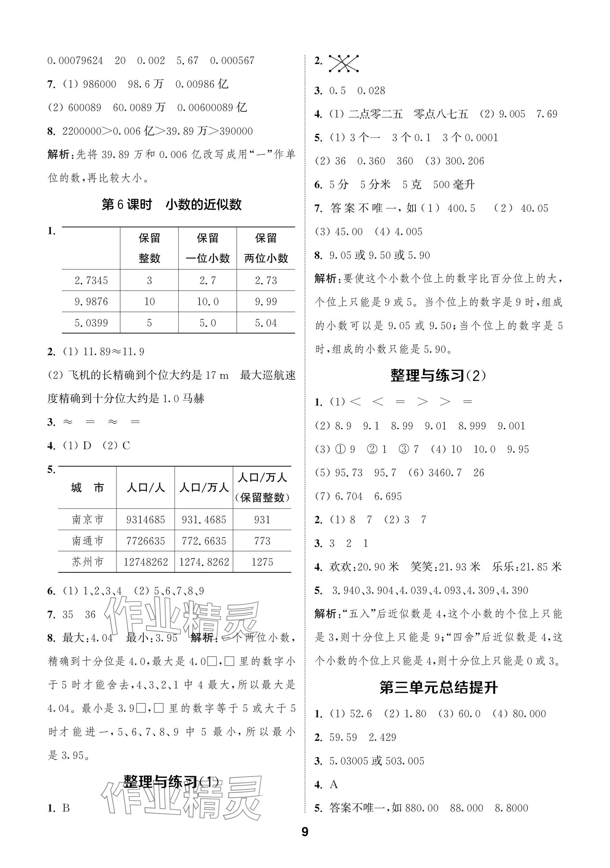 2024年課時(shí)作業(yè)本闖關(guān)練五年級(jí)數(shù)學(xué)上冊(cè)蘇教版江蘇專版 參考答案第9頁(yè)