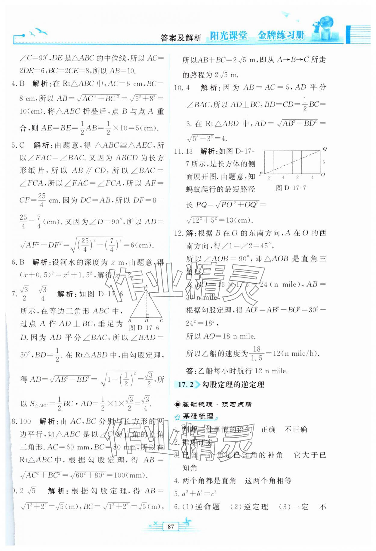 2024年陽光課堂金牌練習(xí)冊八年級數(shù)學(xué)下冊人教版福建專版 第9頁