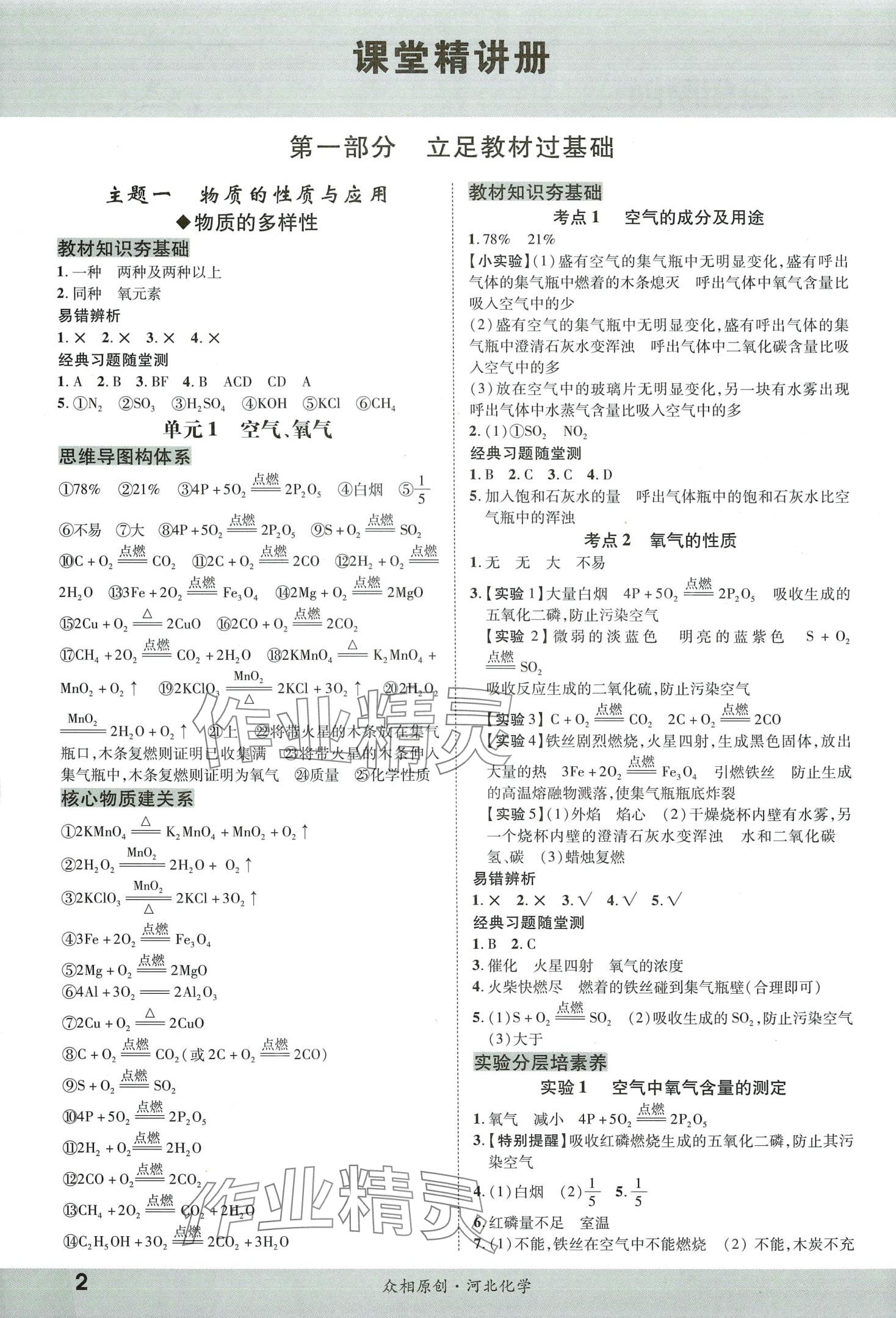 2024年眾相原創(chuàng)賦能中考九年級化學(xué)全一冊通用版河北專版 第1頁