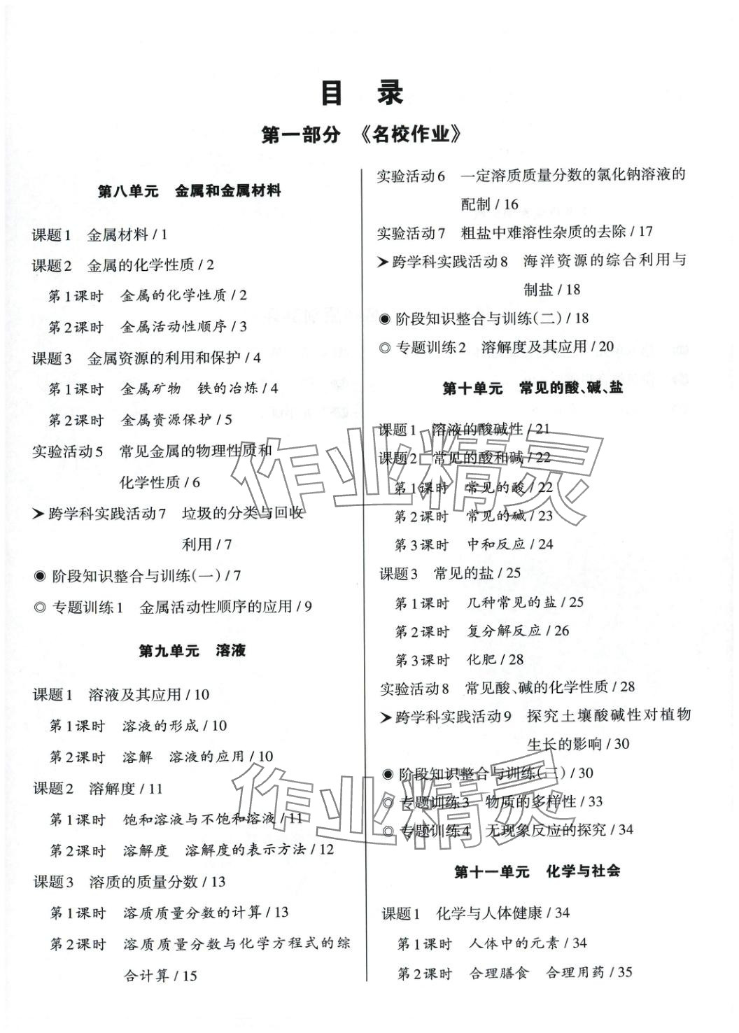 2025年名校作業(yè)九年級化學(xué)下冊人教版 第1頁