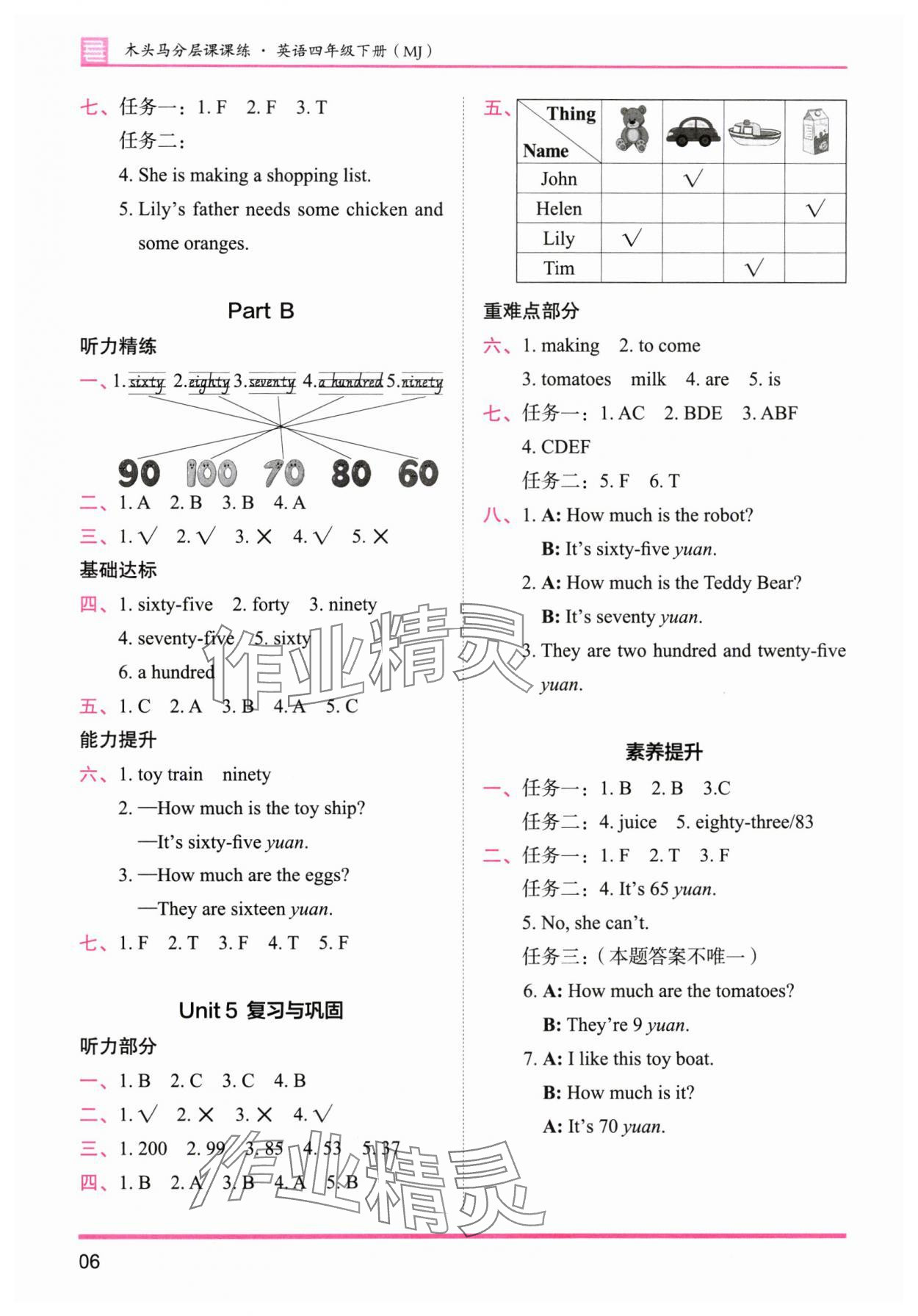 2025年木頭馬分層課課練四年級英語下冊閩教版 參考答案第6頁
