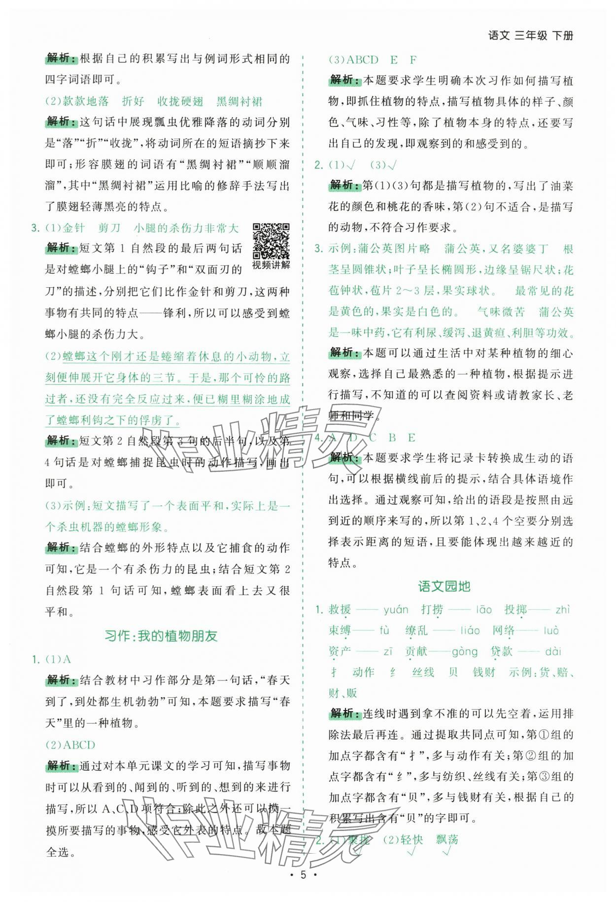 2025年課時一本通三年級語文下冊人教版廣東專版 第5頁