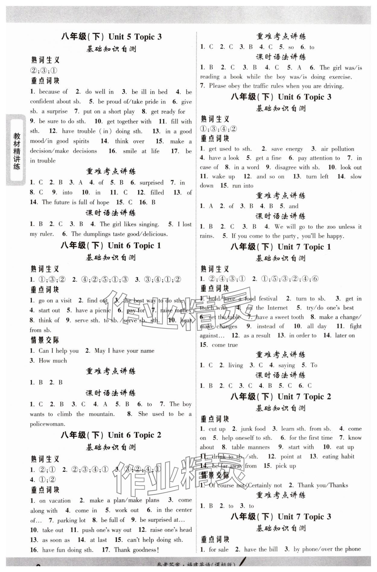 2025年一戰(zhàn)成名考前新方案英語福建專版 參考答案第7頁