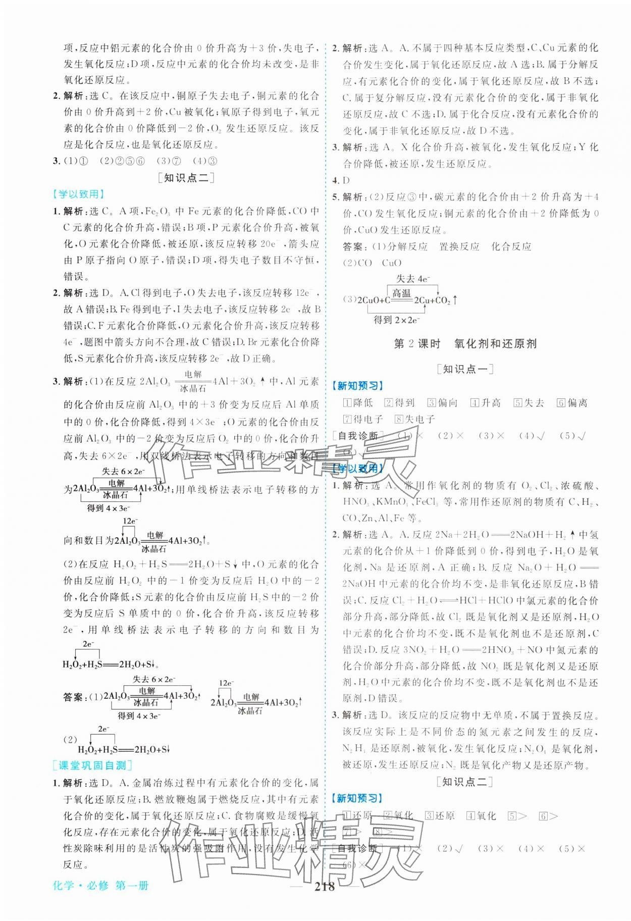 2023年新坐标同步练习高中化学必修第一册人教版 参考答案第5页