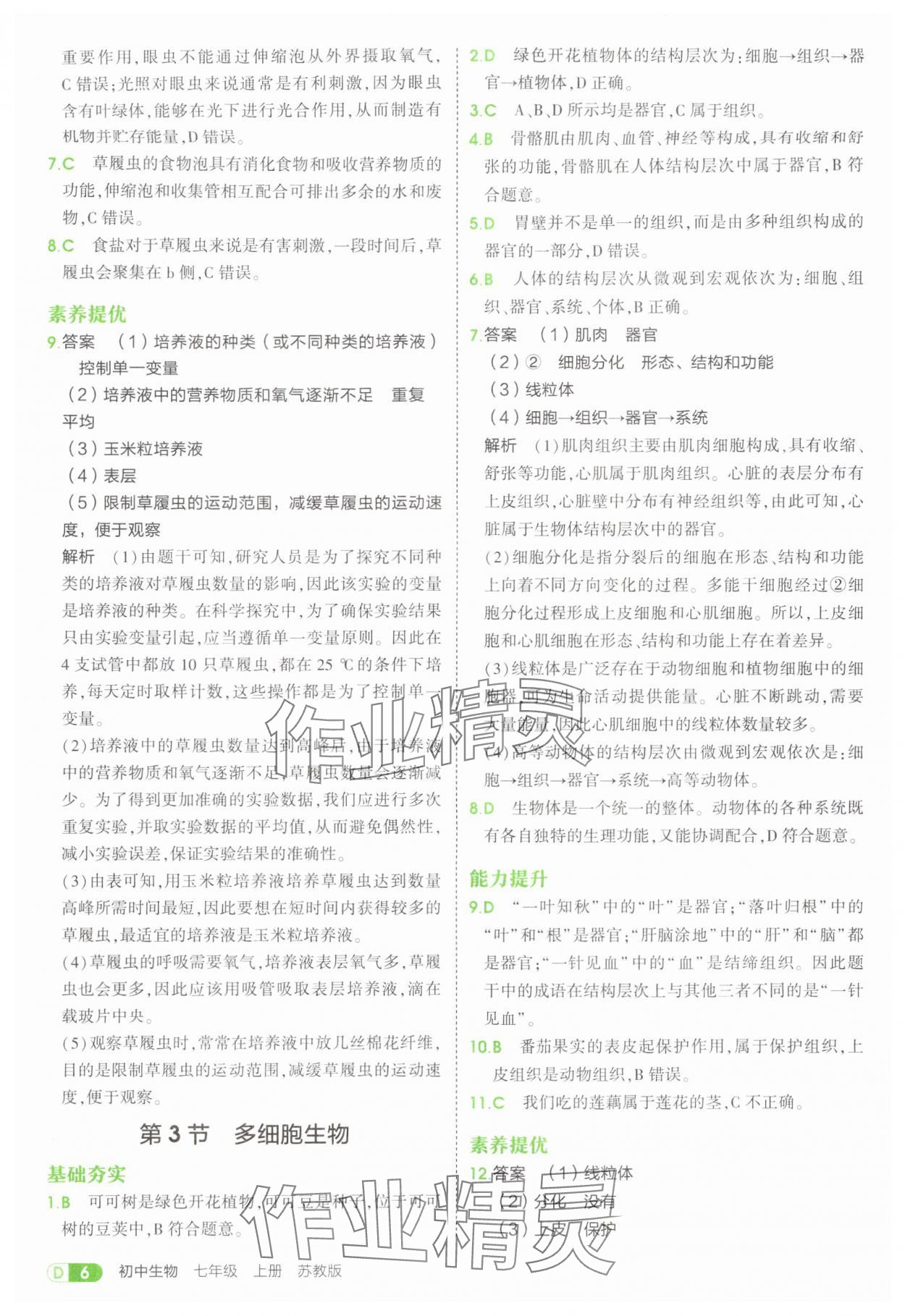 2025年5年中考3年模擬七年級(jí)生物上冊(cè)蘇教版 第6頁