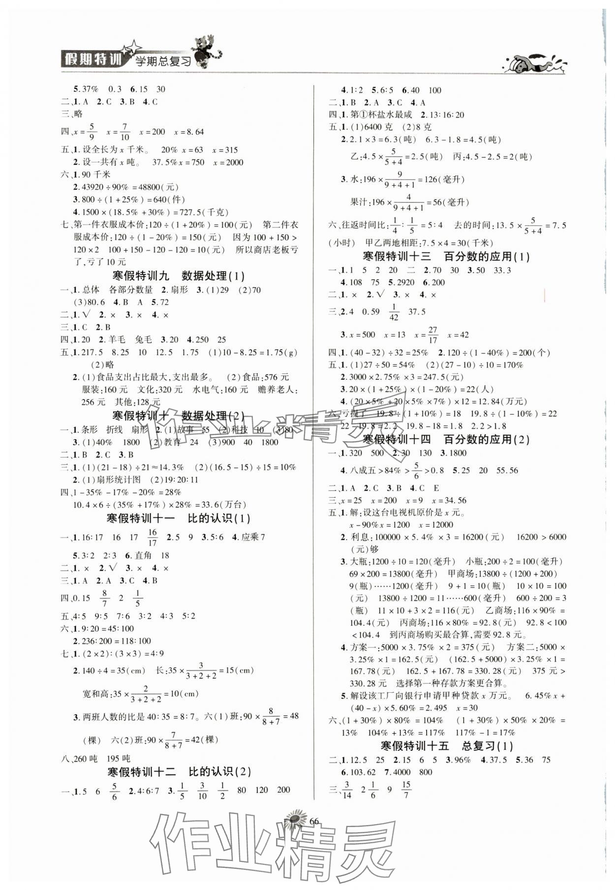 2025年假期特训学期总复习六年级数学北师大版 第2页