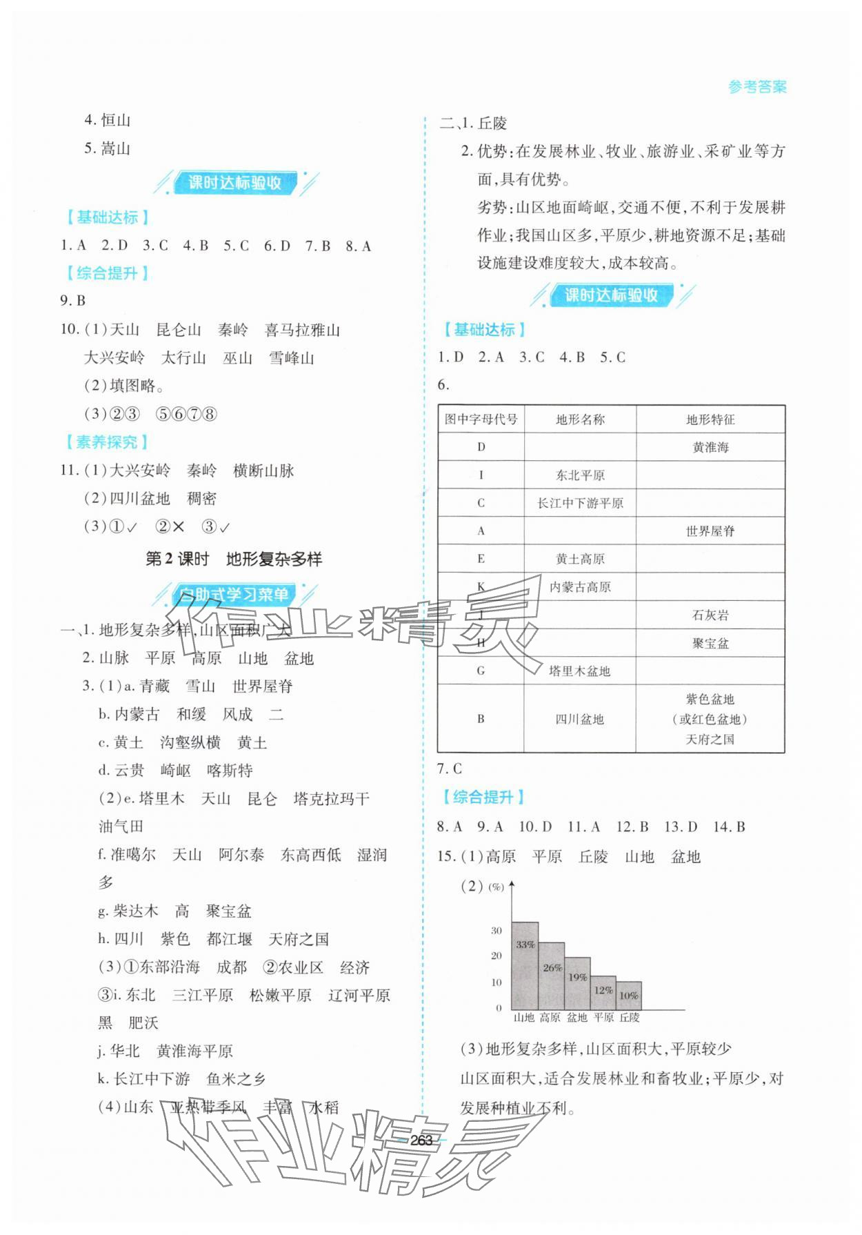 2025年新课堂学习与探究八年级地理全一册湘教版 参考答案第4页