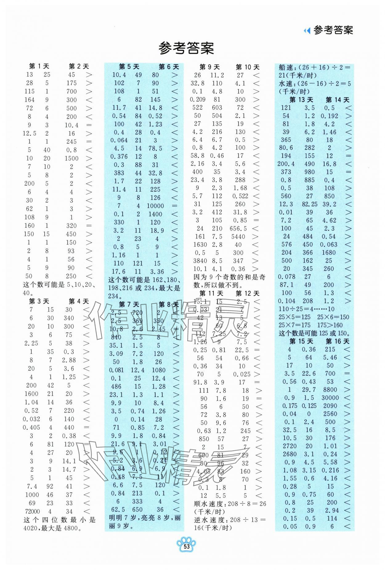 2025年每日6分钟口算10000题五年级数学下册人教版 第1页