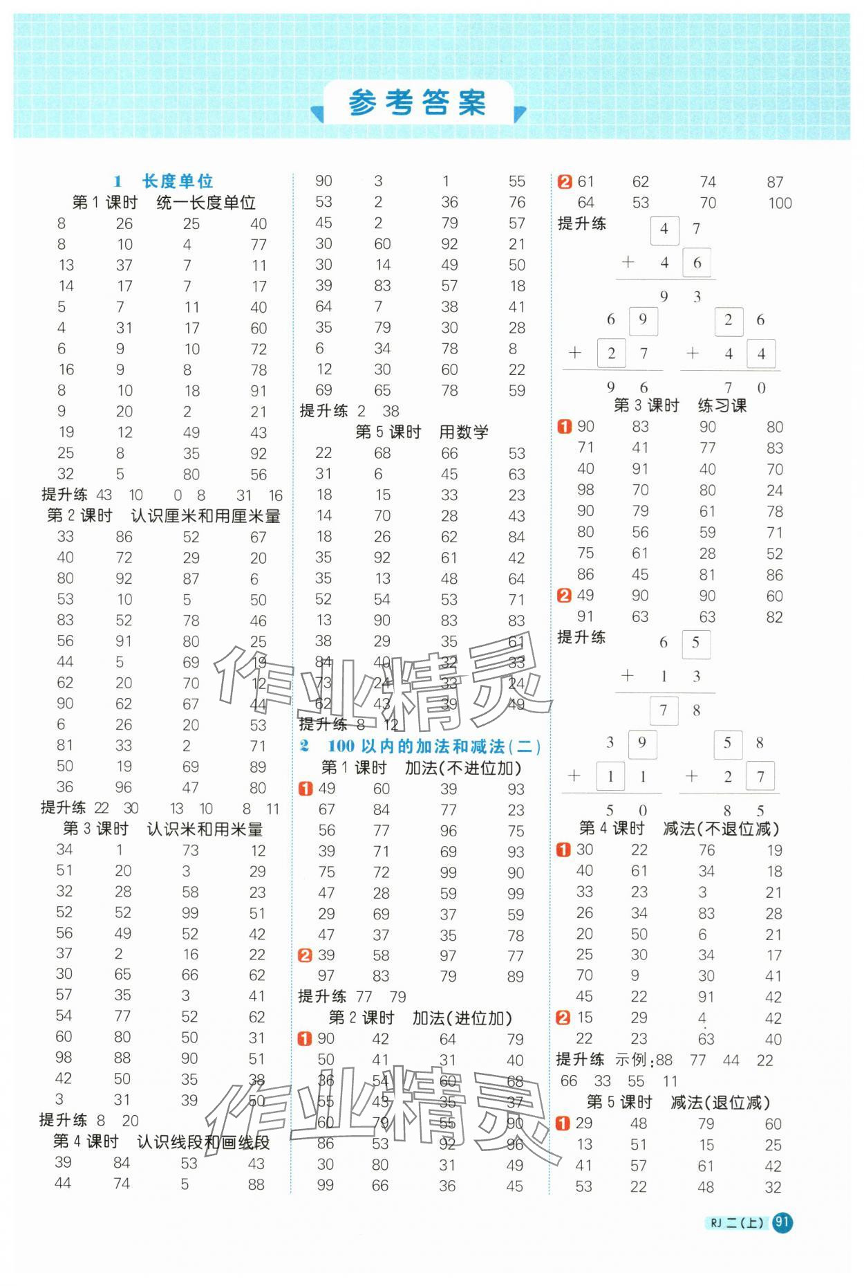 2024年陽光同學計算小達人二年級數學上冊人教版 第1頁