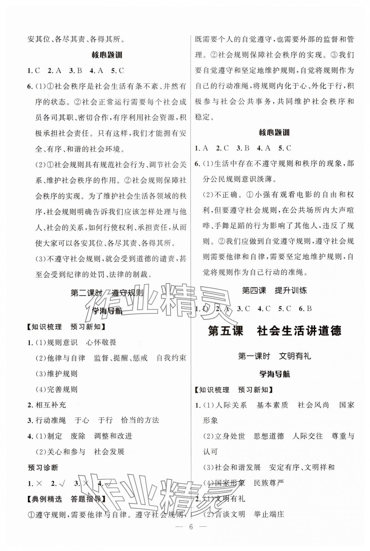 2025年顶尖课课练八年级道德与法治上册人教版贵州专版 第6页