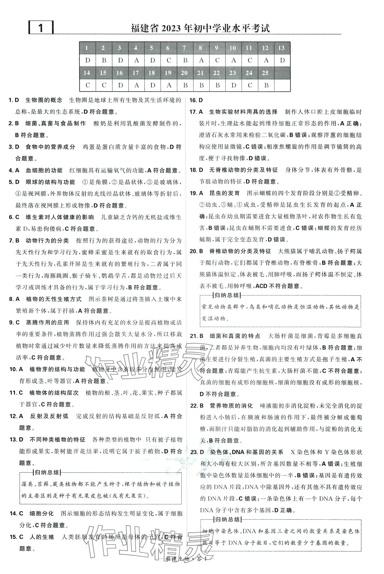 2024年天利38套中考试题精选生物中考福建专版 第3页