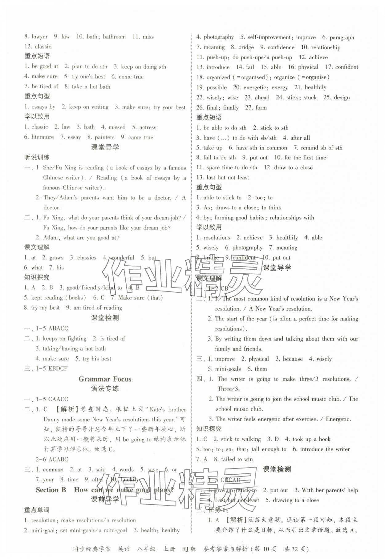 2025年同步經(jīng)典學案八年級英語上冊人教版 第10頁