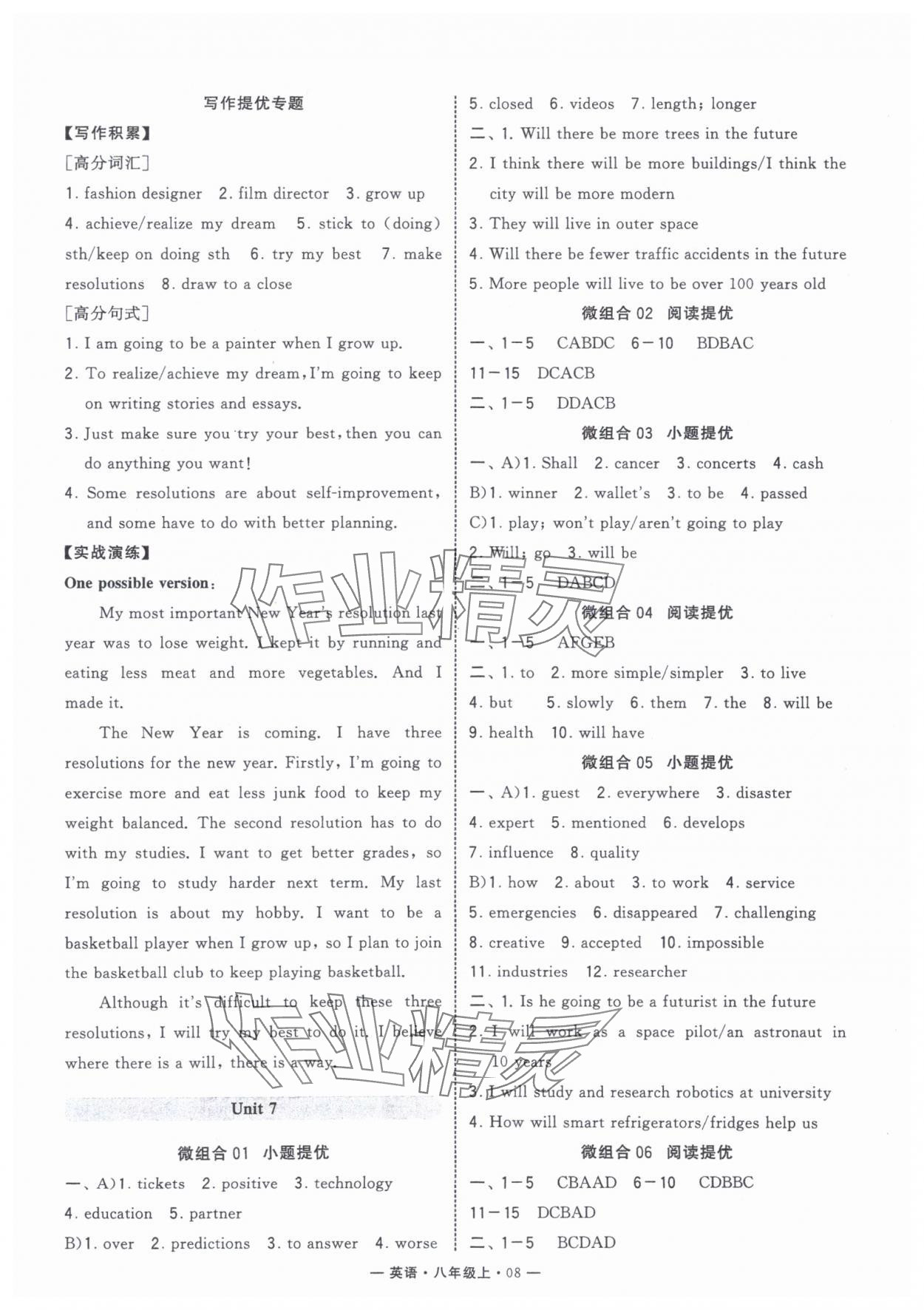 2025年学霸组合训练八年级英语上册人教版济南专版 第8页