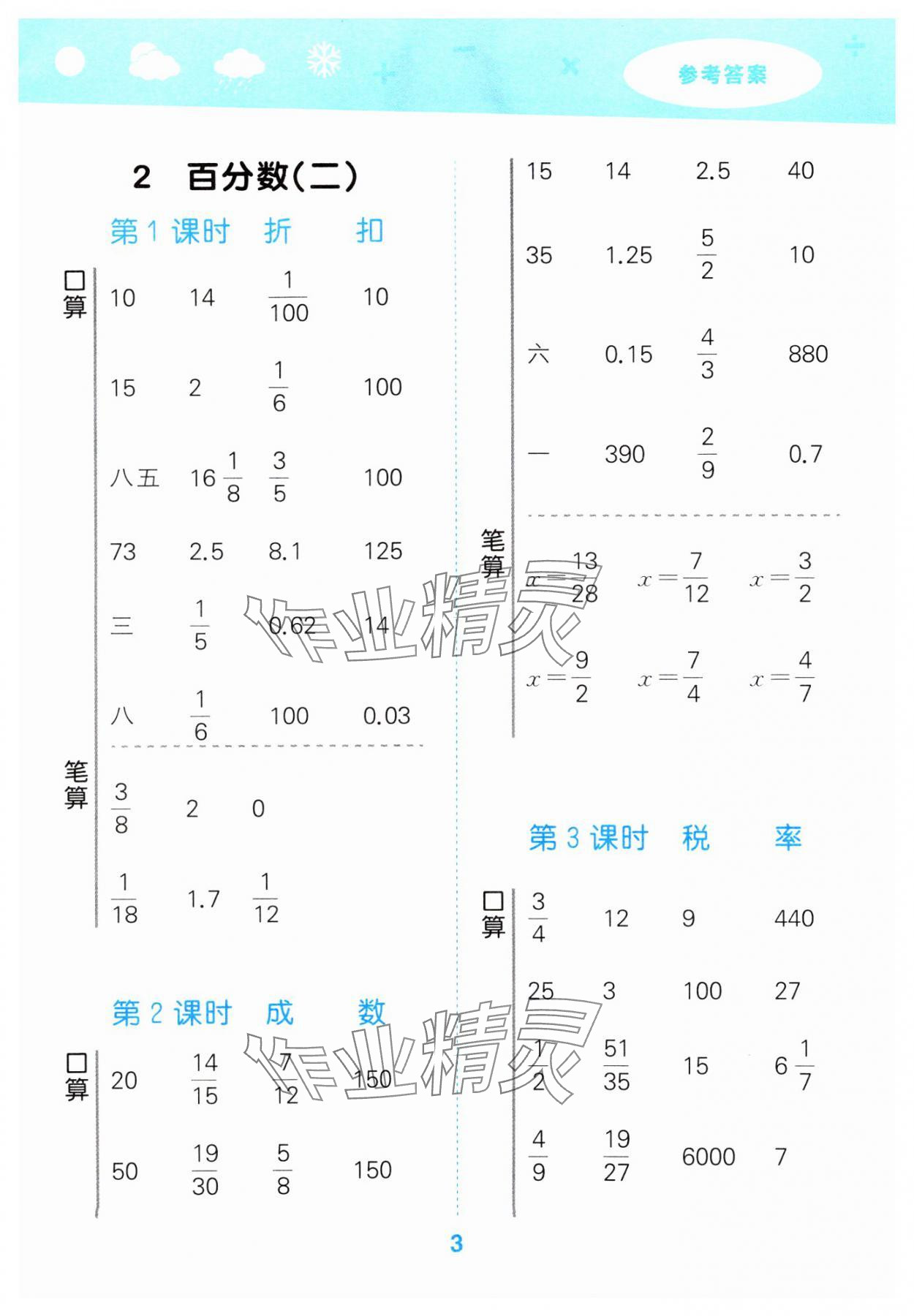 2025年口算大通關(guān)六年級(jí)數(shù)學(xué)下冊(cè)人教版 第3頁(yè)