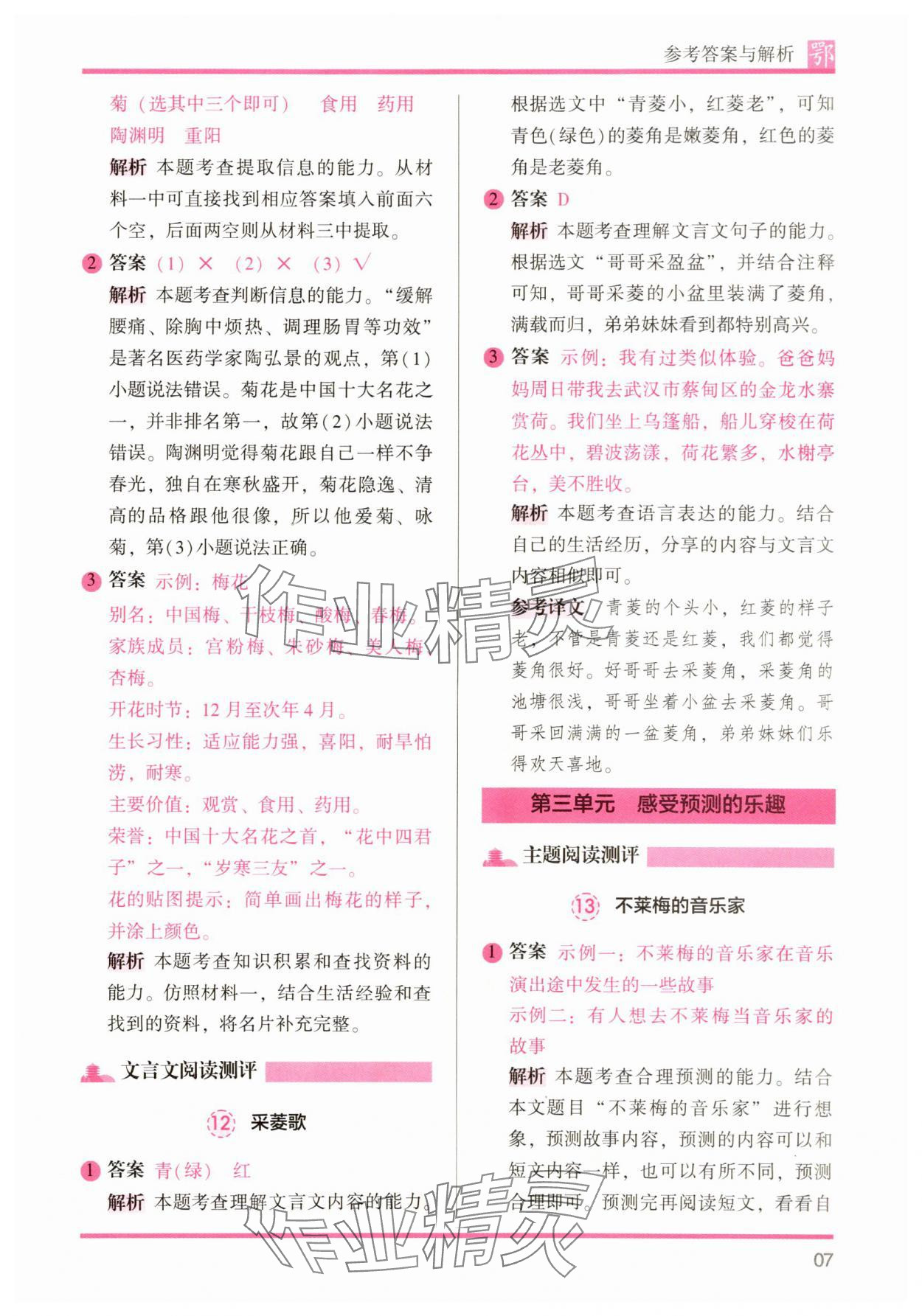 2025年木頭馬閱讀力測評三年級語文人教版A版武漢專版 第7頁