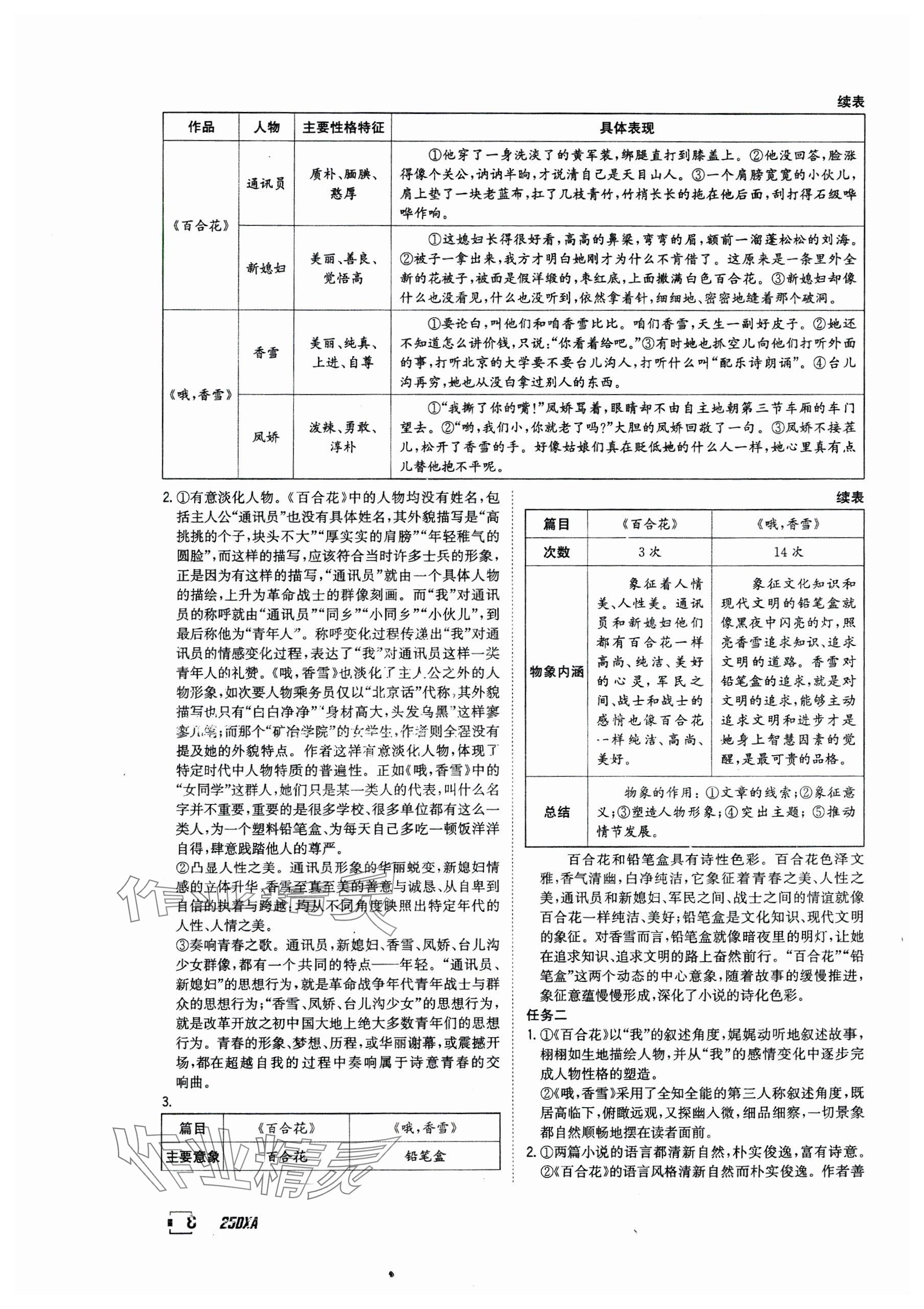 2024年金太阳导学案高中语文必修上册人教版 参考答案第8页