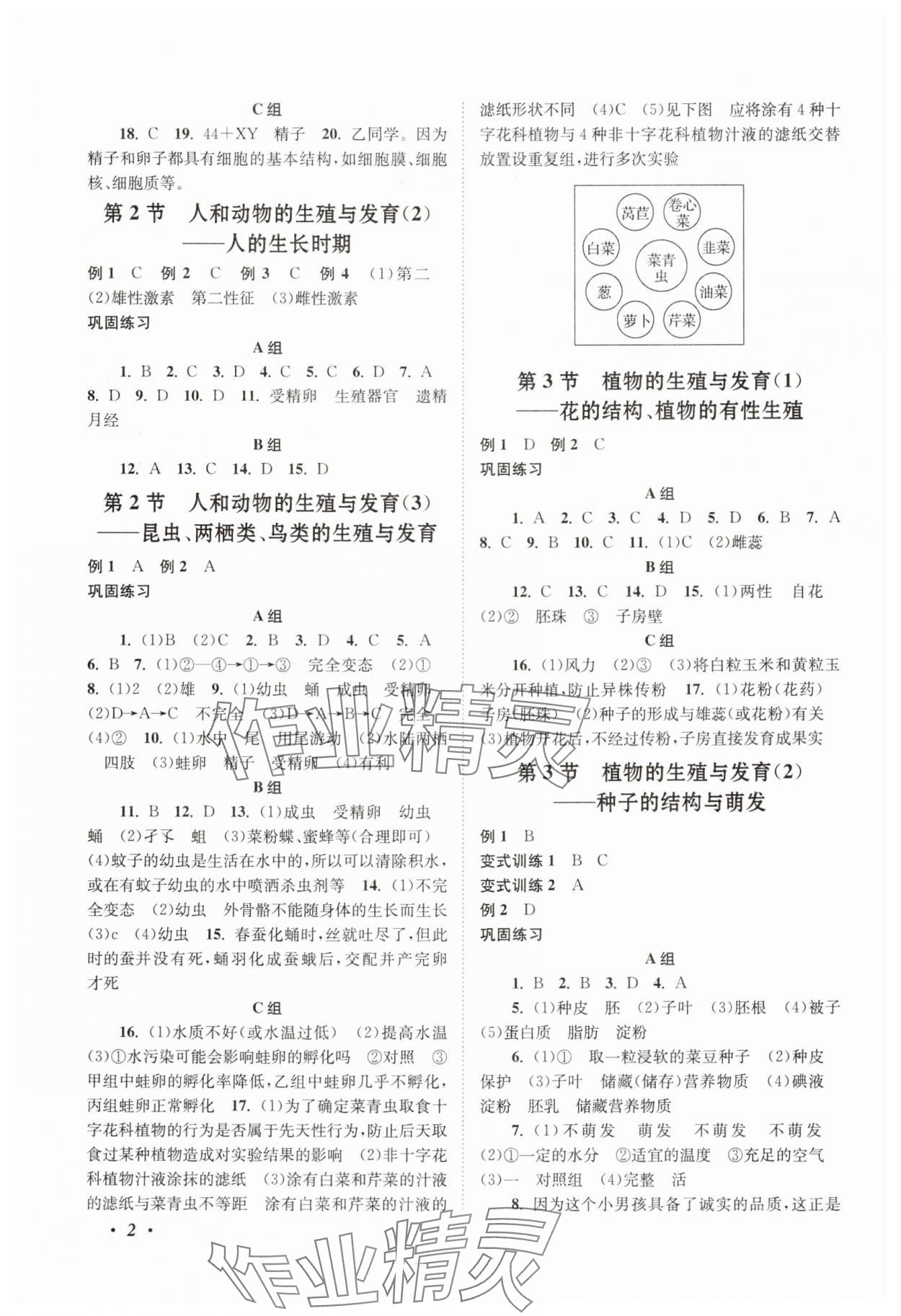 2025年巧学巧练拓展与培优七年级科学下册浙教版 参考答案第2页