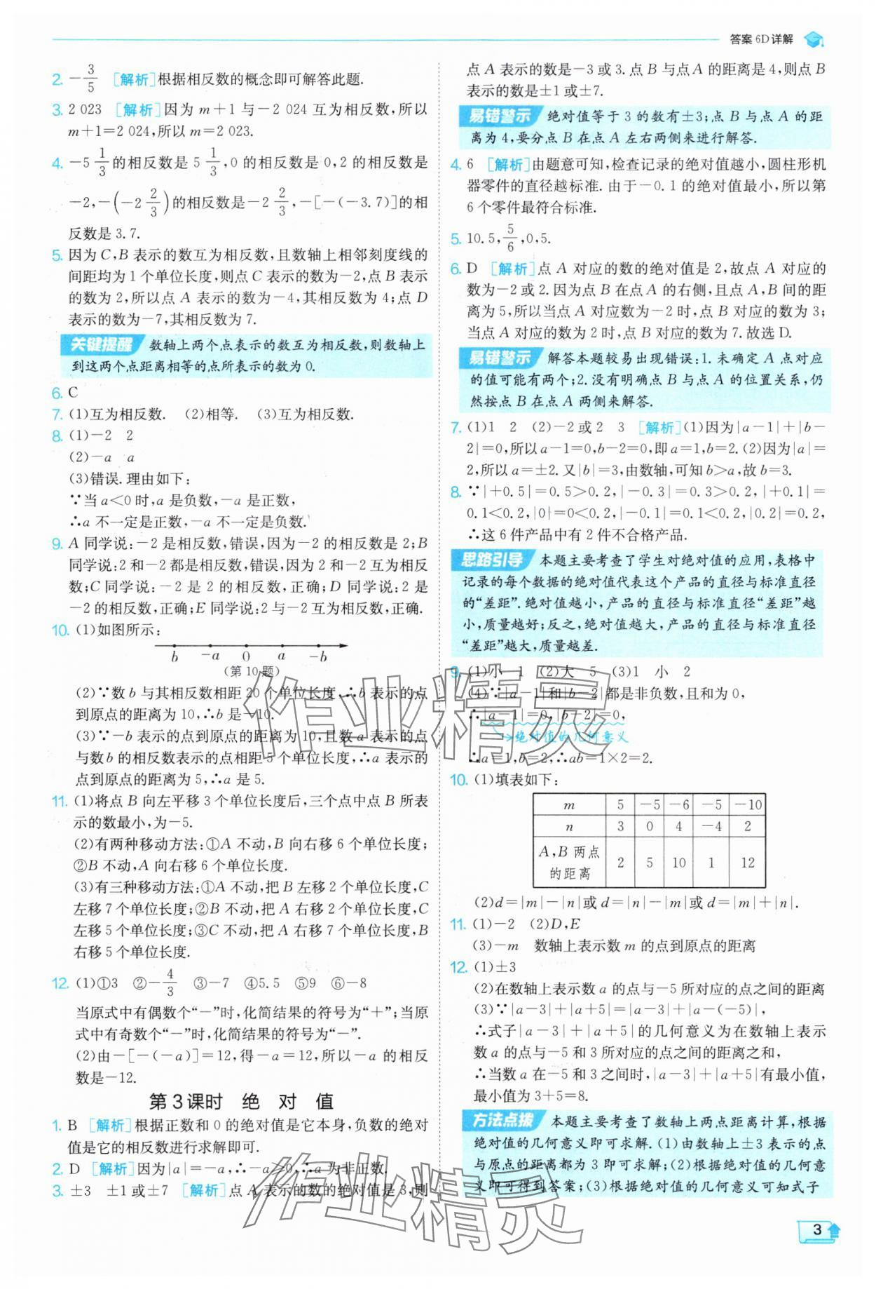 2025年实验班提优训练七年级数学上册沪科版 参考答案第3页