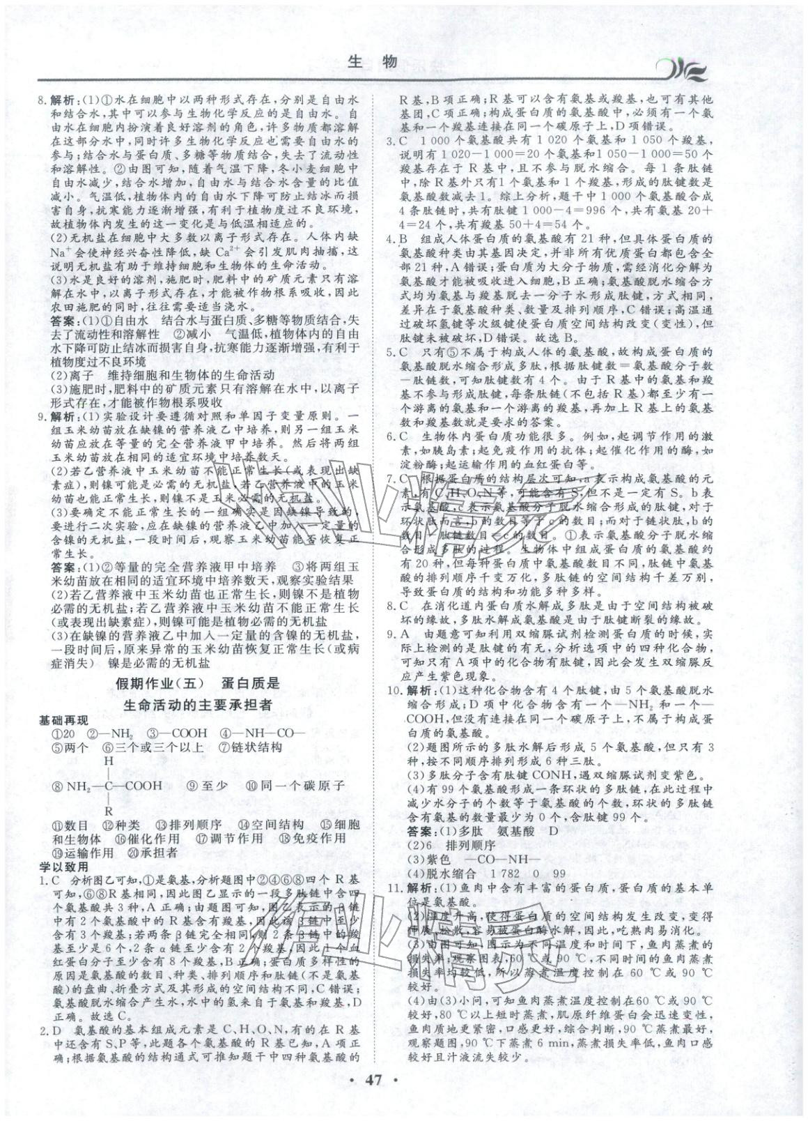 2026年快樂(lè)假期自主學(xué)習(xí)高中生物必修上冊(cè)&nbsp;第3頁(yè)