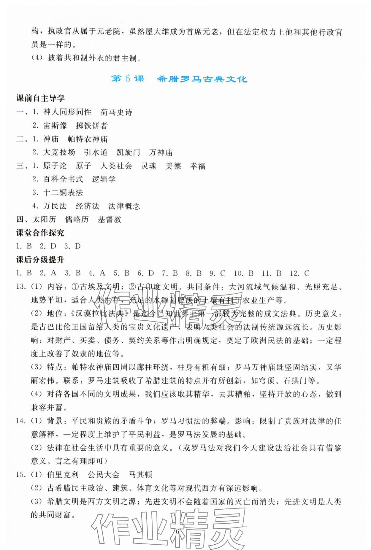 2025年同步轻松练习九年级历史上册人教版精编版 参考答案第5页